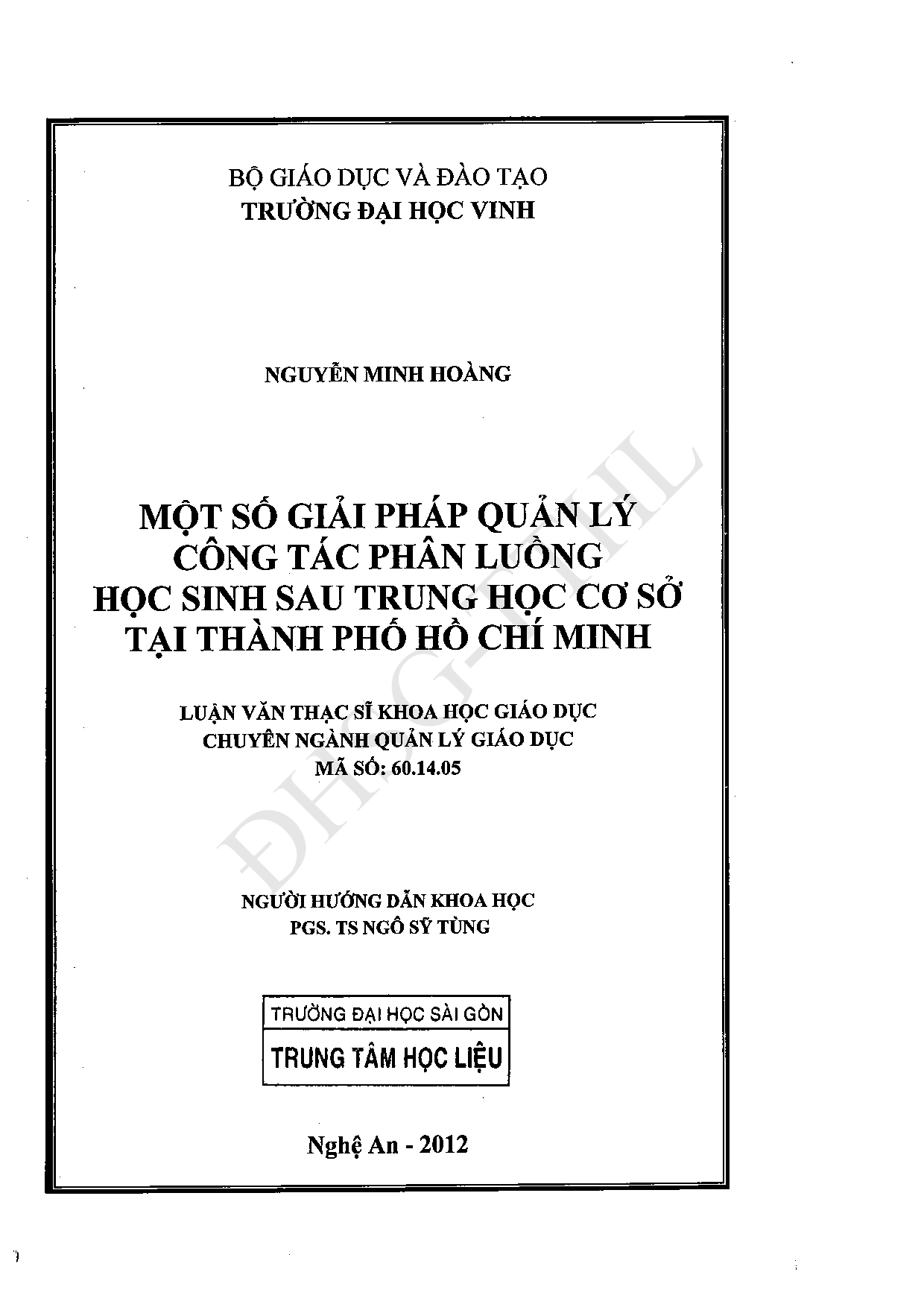 Một số giải pháp quản lý công tác phân luồng học sinh sau trung học cơ sở tại Thành phố Hồ Chí Minh