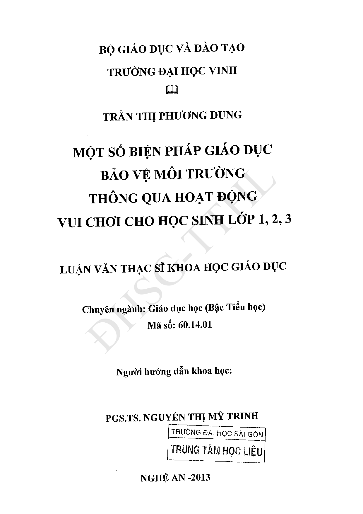 Một số biện pháp giáo dục bảo vệ môi trường thông qua hoạt động vui chơi cho học sinh lớp 1,2,3