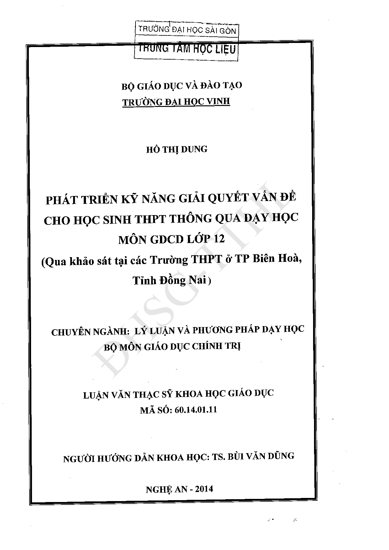 Phát triển kỹ năng giải quyết vấn đề cho học sinh THPT thông qua dạy học môn giáo dục công dân lớp 12