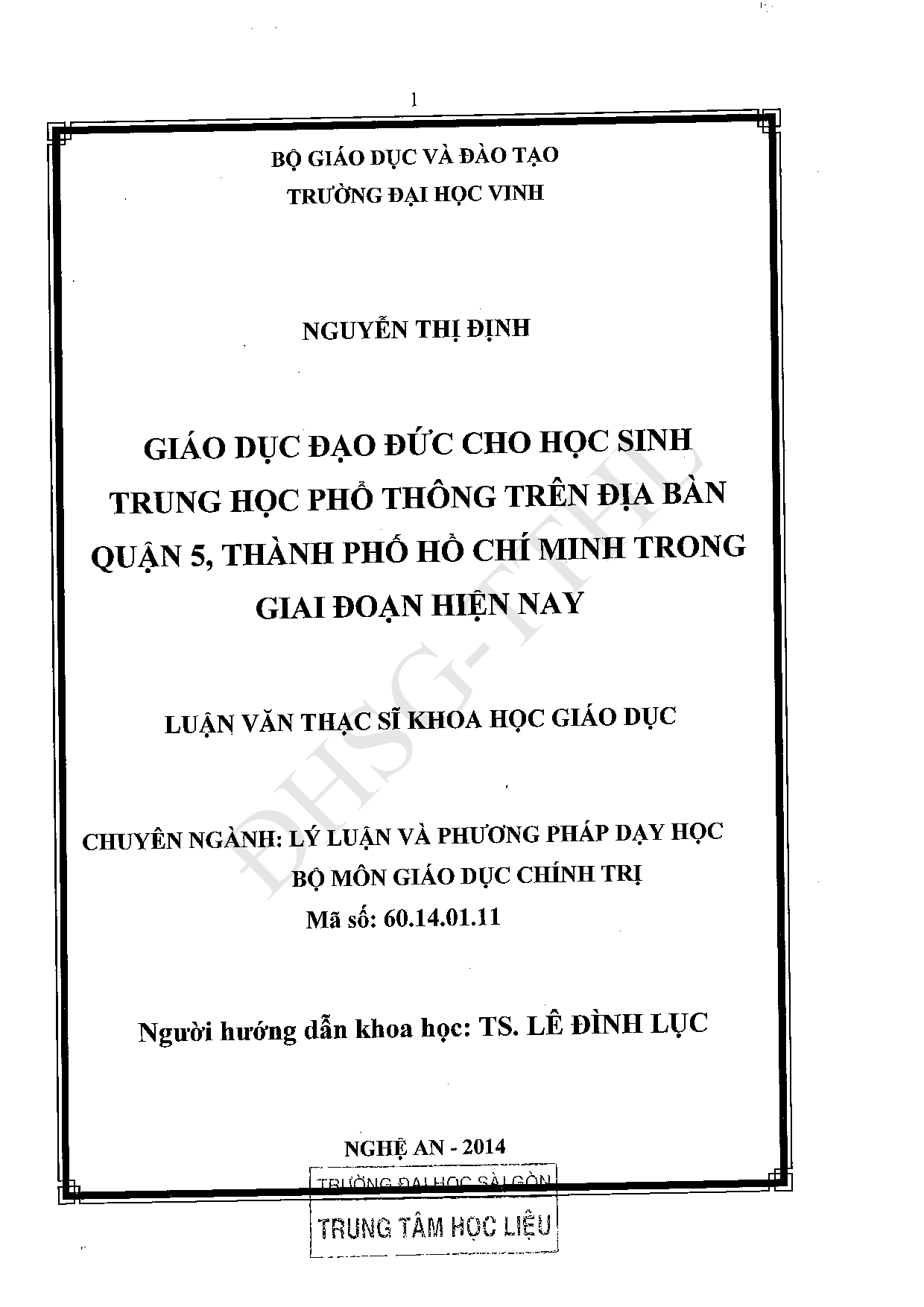 Giáo dục đạo đức cho học sinh trung học phổ thông trên địa bàn quận 5, TP. Hồ Chí Minh trong giai đoạn hiện nay