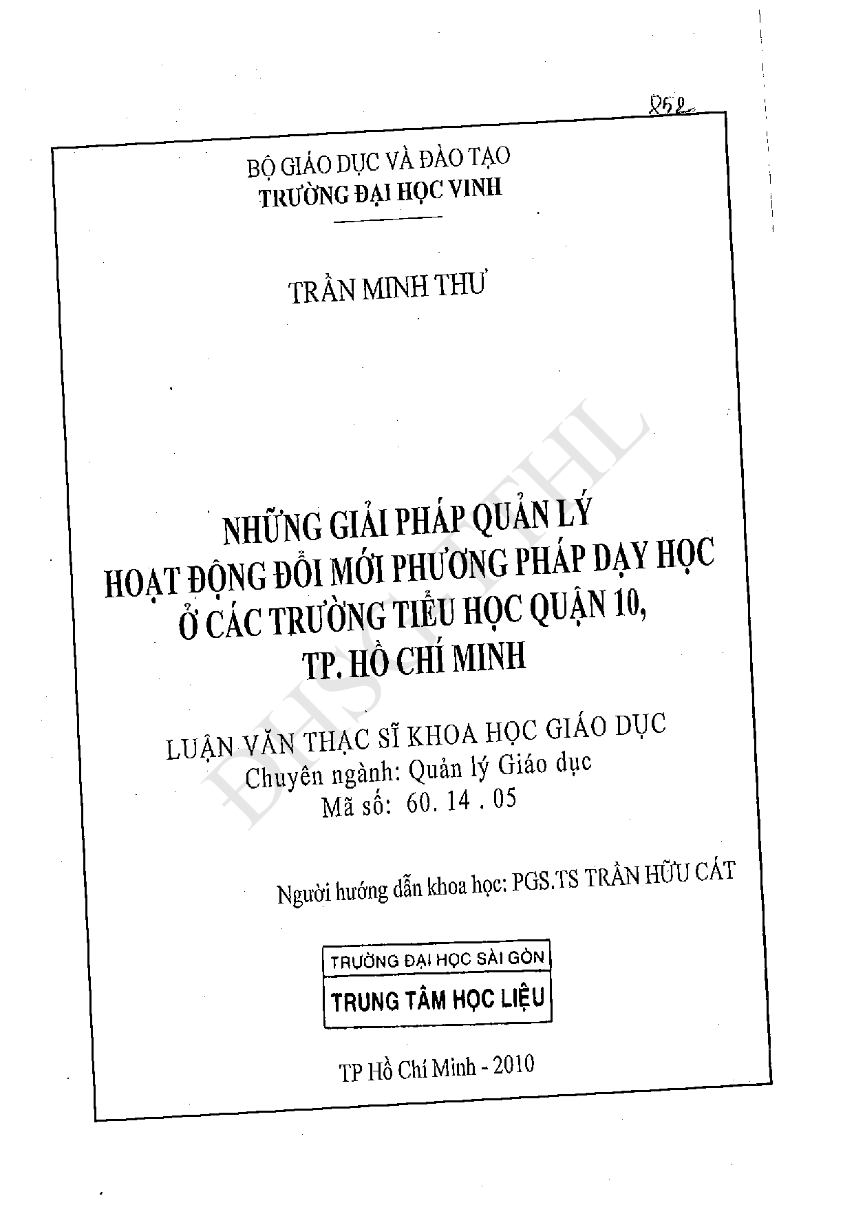 Những giải pháp quản lý hoạt động đổi mới phương pháp dạy học ở các trường tiểu học quận 10, TP. Hồ Chí Minh