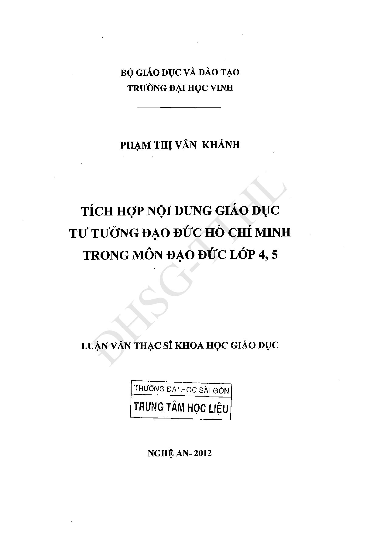 Tích hợp nội dung giáo dục tư tưởng đạo đức Hồ Chí Minh trong môn đạo đức lớp 4,5