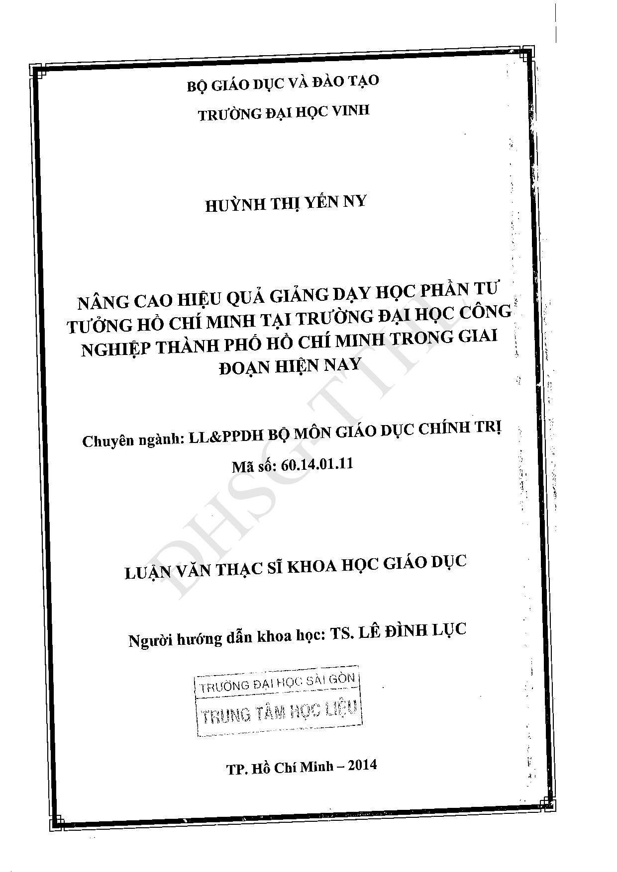 Nâng cao hiệu quả giảng dạy học phần tư tưởng Hồ Chí Minh tại trường đại học Công nghiệp thành phố Hồ Chí Minh trong giai đoạn hiện nay