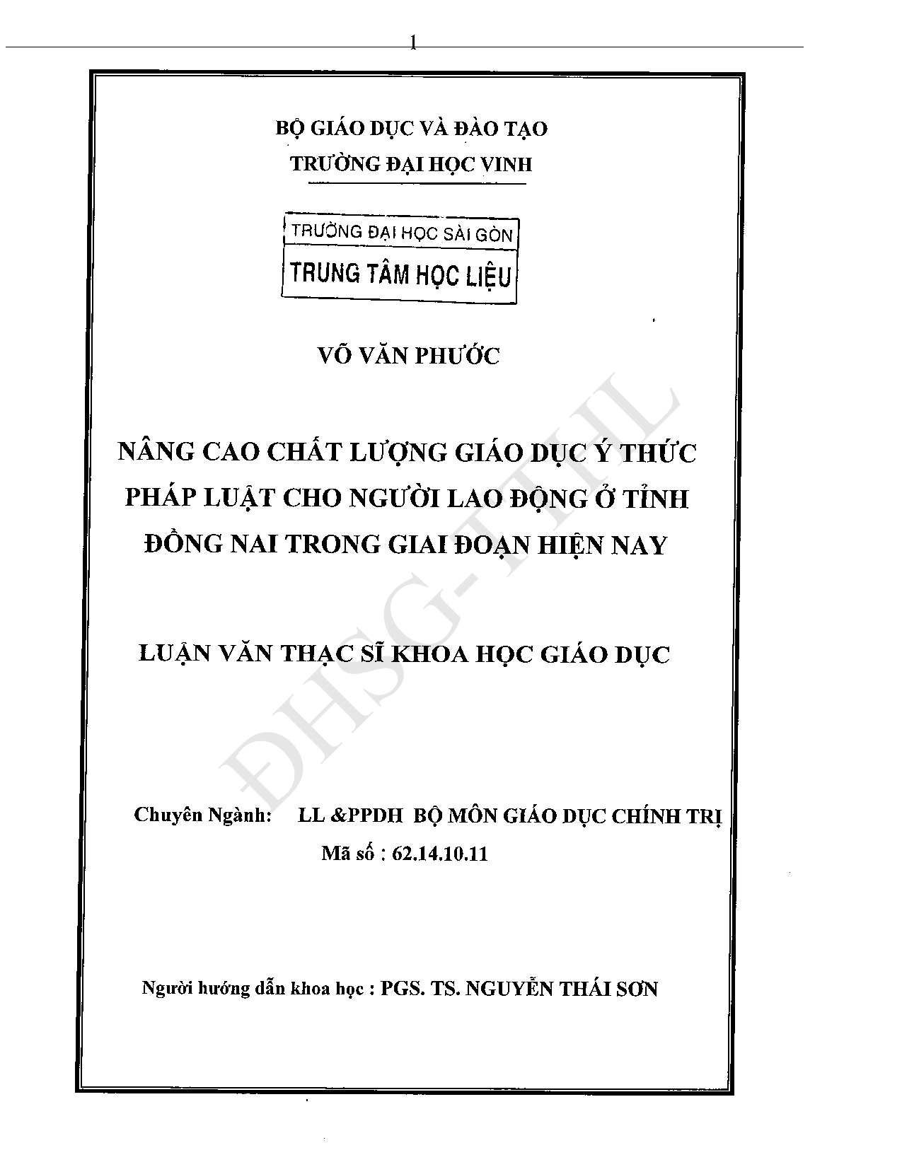 Nâng cao chất lượng giáo dục ý thức pháp luật cho người lao động ở tỉnh Đồng Nai trong giai đoạn hiện nay