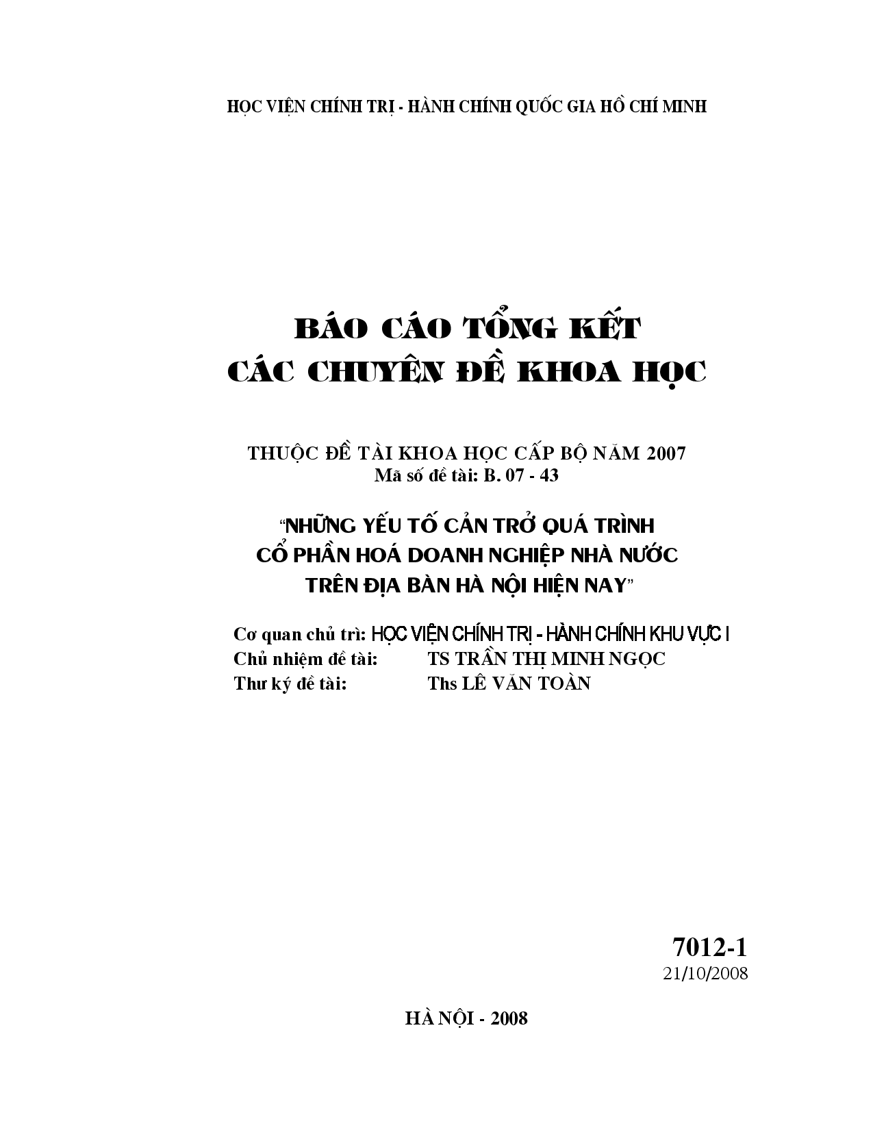 Những yếu tố cản trở quá trình cổ phần hóa doanh nghiệp nhà nước trên địa bàn Hà Nội hiện nay  