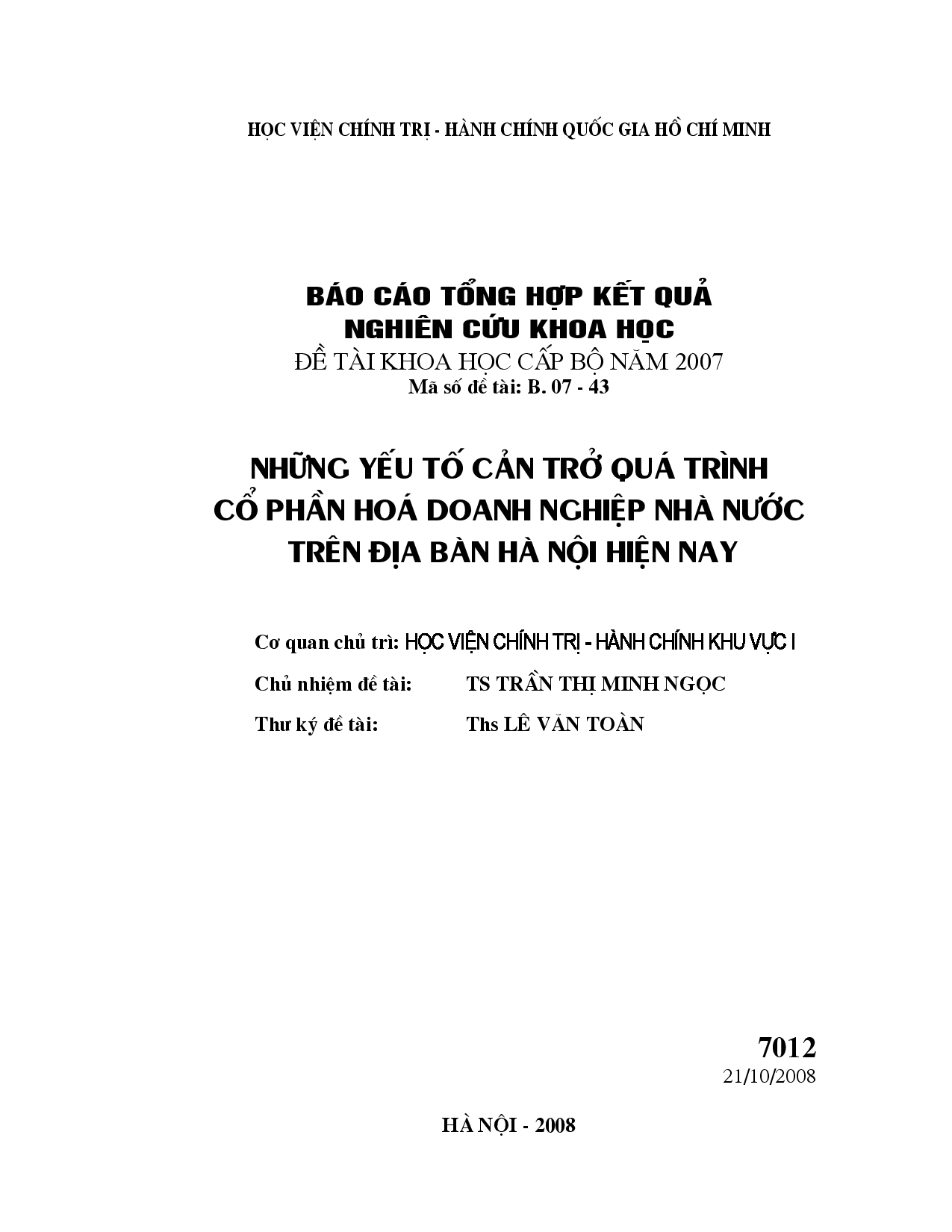 Những yếu tố cản trở quá trình cổ phần hóa doanh nghiệp nhà nước trên địa bàn Hà Nội hiện nay  