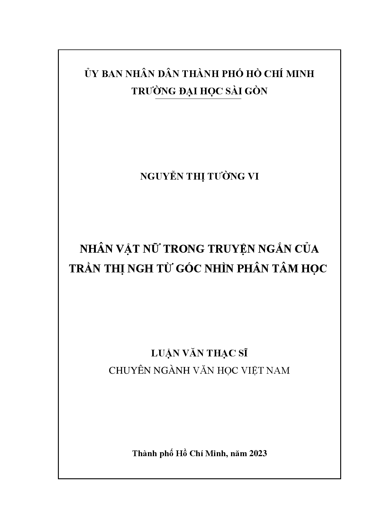 Nhân vật nữ trong truyện ngắn của Trần Thị NgH từ góc nhìn phân tâm học