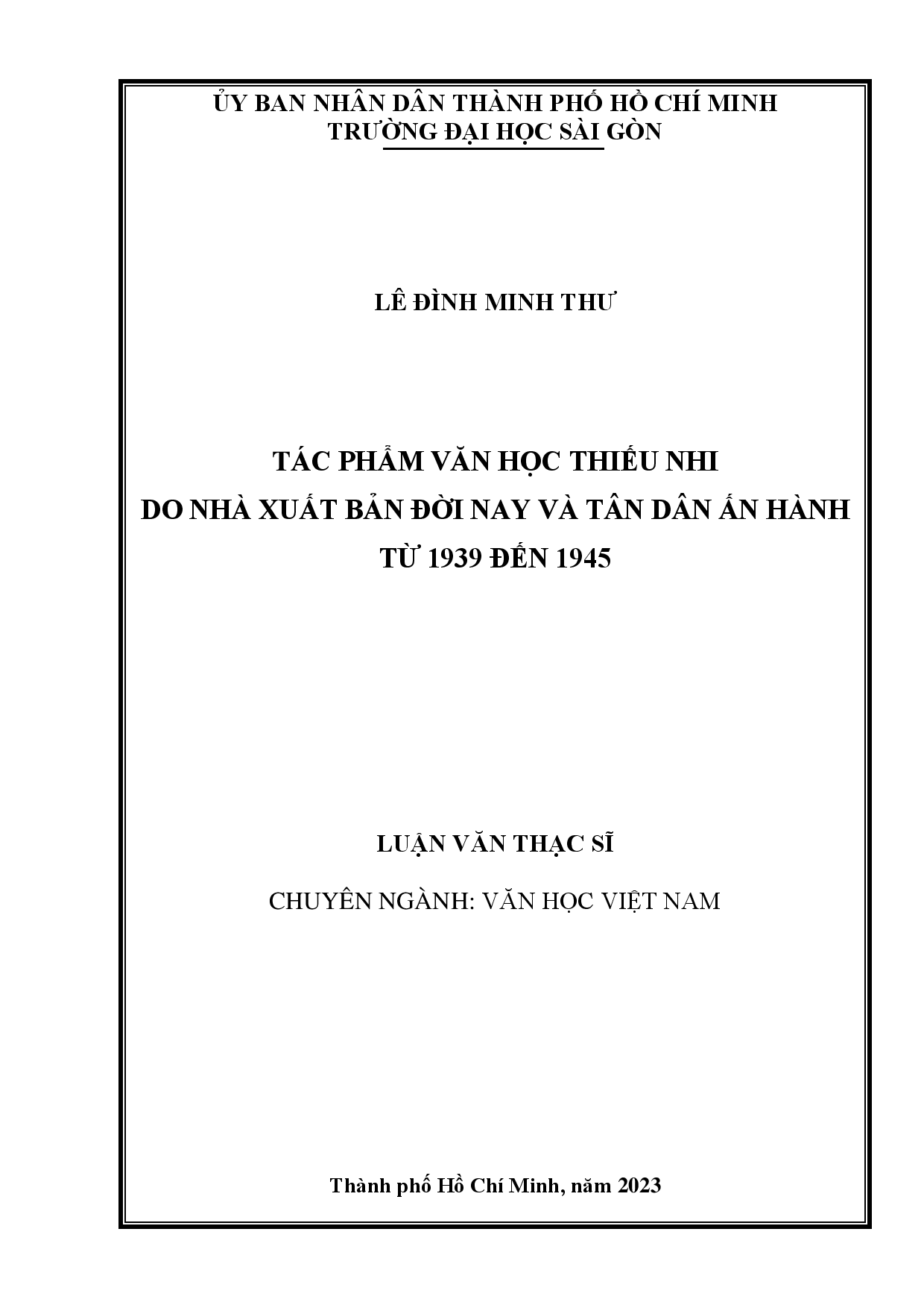 Tác phẩm văn học thiếu nhi do nhà xuất bản Đời Nay và Tân Dân ấn hành từ 1939 đến 1945