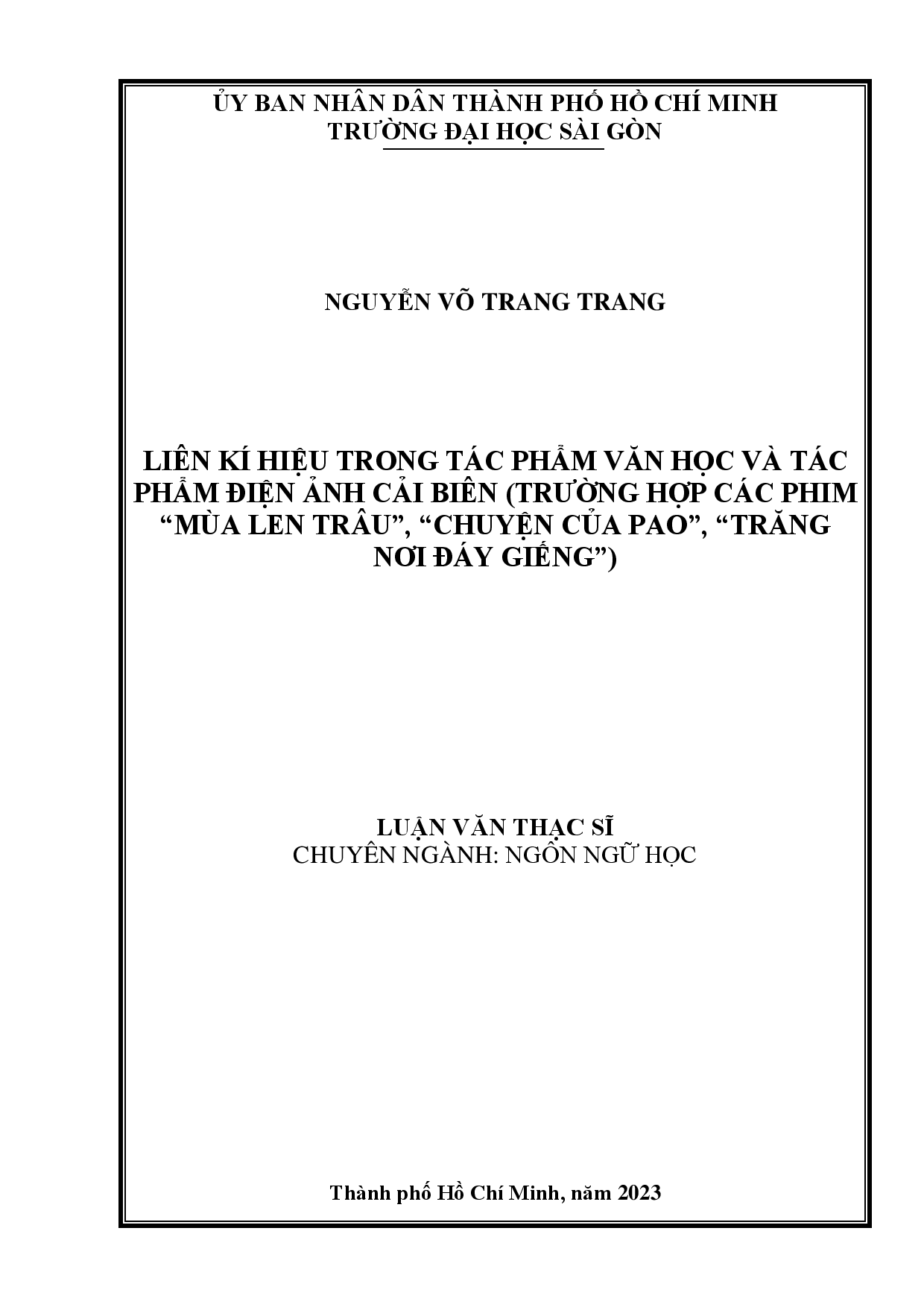 Liên kí hiệu trong tác phẩm văn học và tác phẩm điện ảnh cải biên (Trường hợp các phim "Mùa len trâu", "Chuyện của Pao", "Trăng nơi đáy giếng")