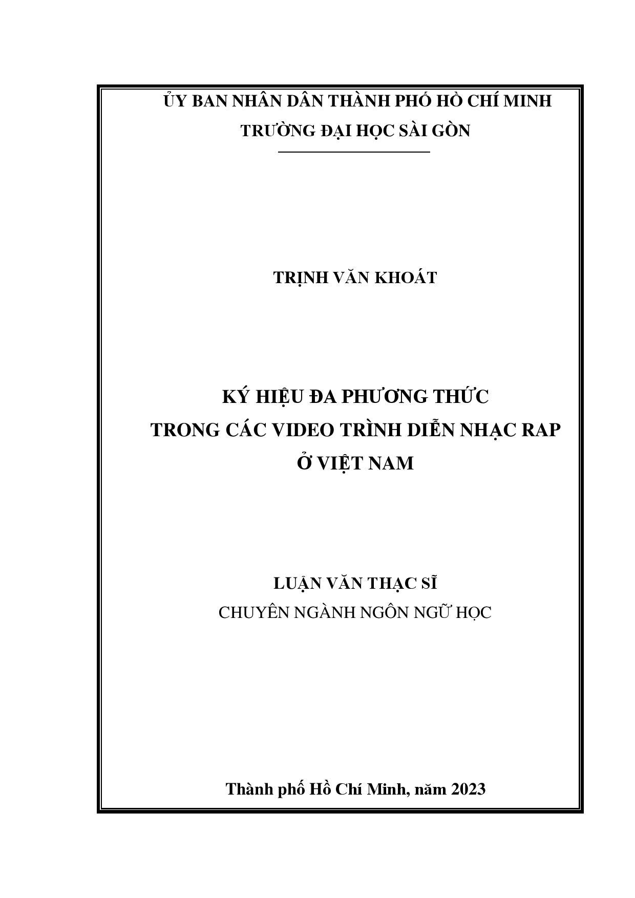 Ký hiệu đa phương thức trong các video trình diễn nhạc rap ở Việt Nam