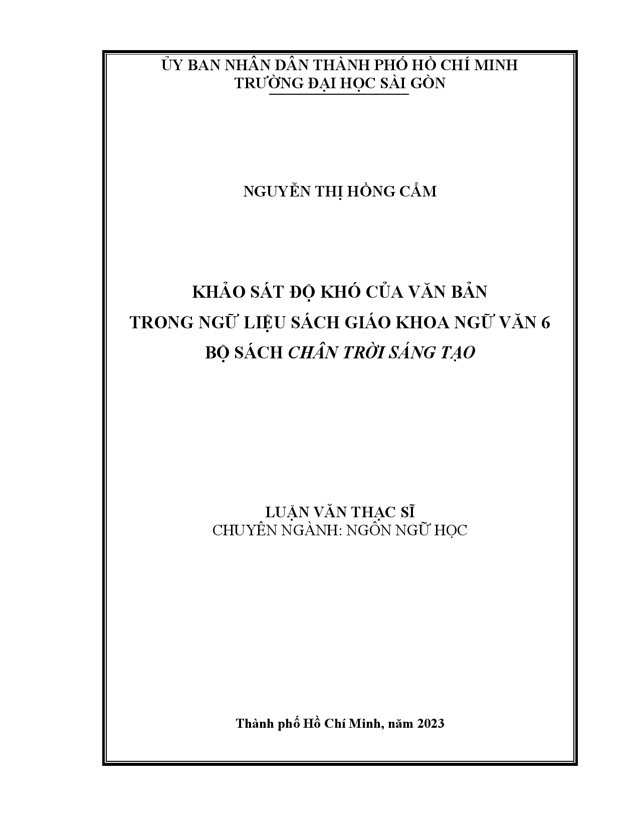 Khảo sát độ khó của văn bản trong ngữ liệu sách giáo khoa Ngữ văn 6 bộ sách Chân trời sáng tạo