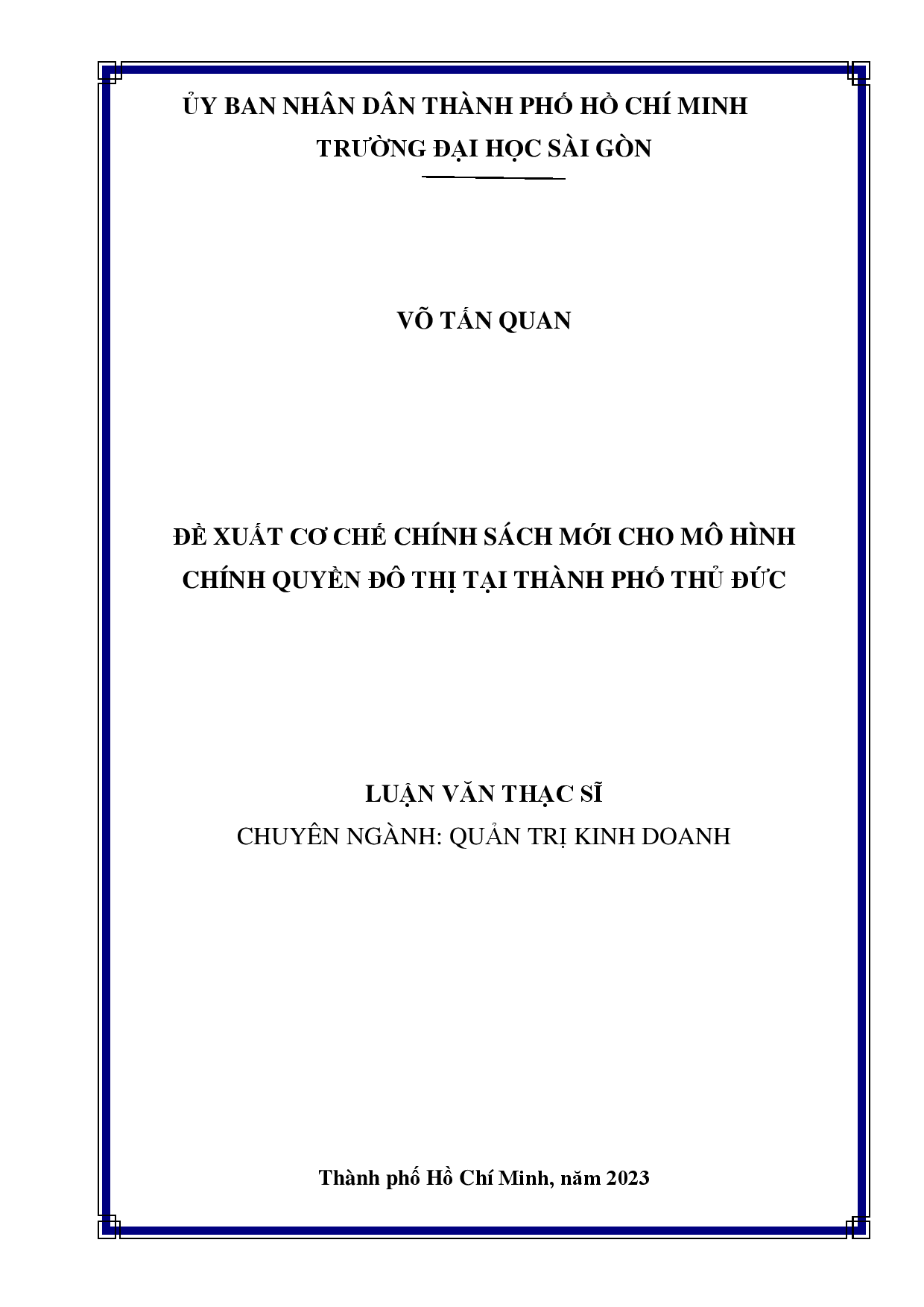 Đề xuất cơ chế chính sách mới cho mô hình chính quyền đô thị tại Thành phố Thủ Đức