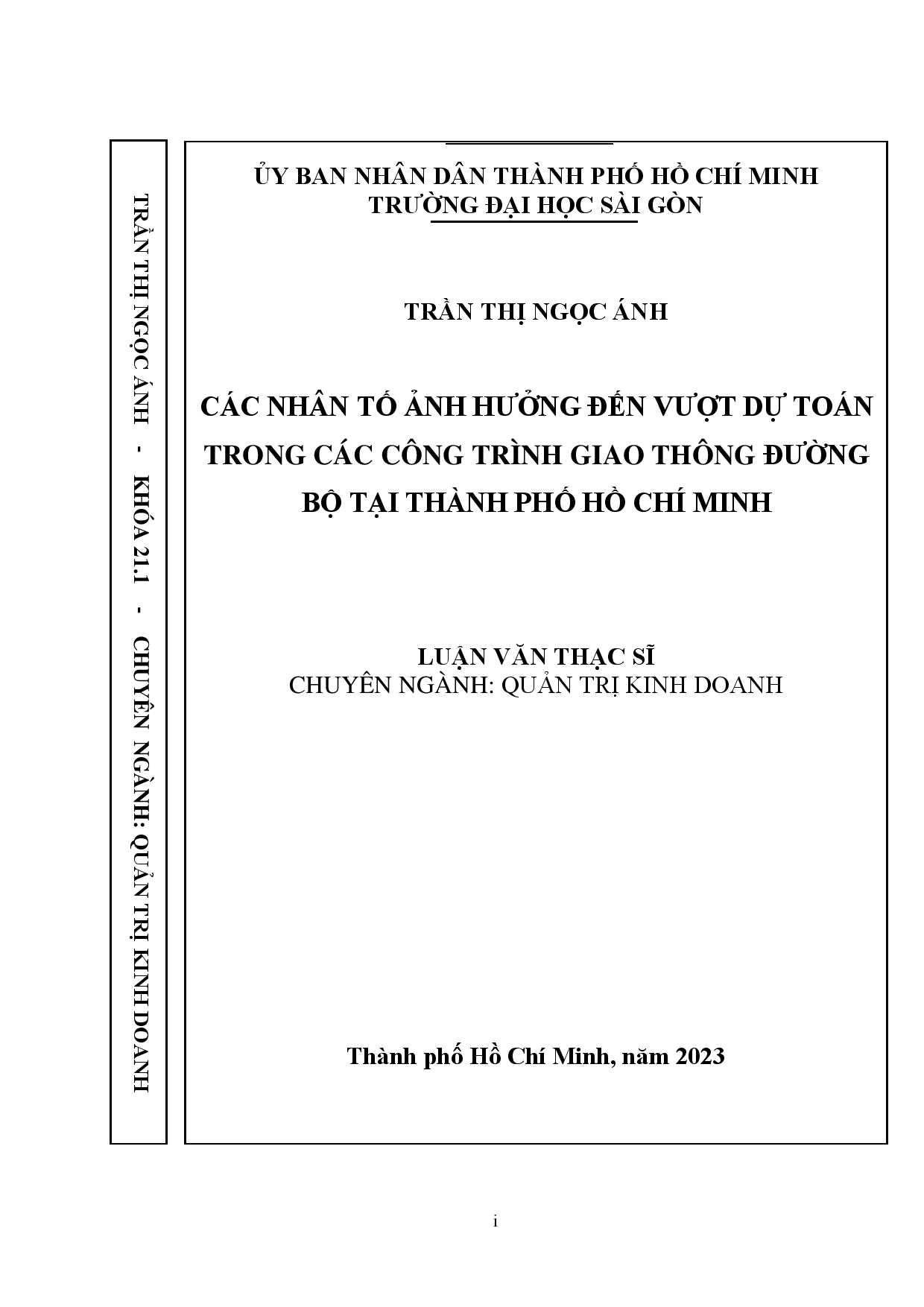 Các nhân tố ảnh hưởng đến vượt dự toán trong các công trình giao thông đường bộ tại Thành phố Hồ Chí Minh