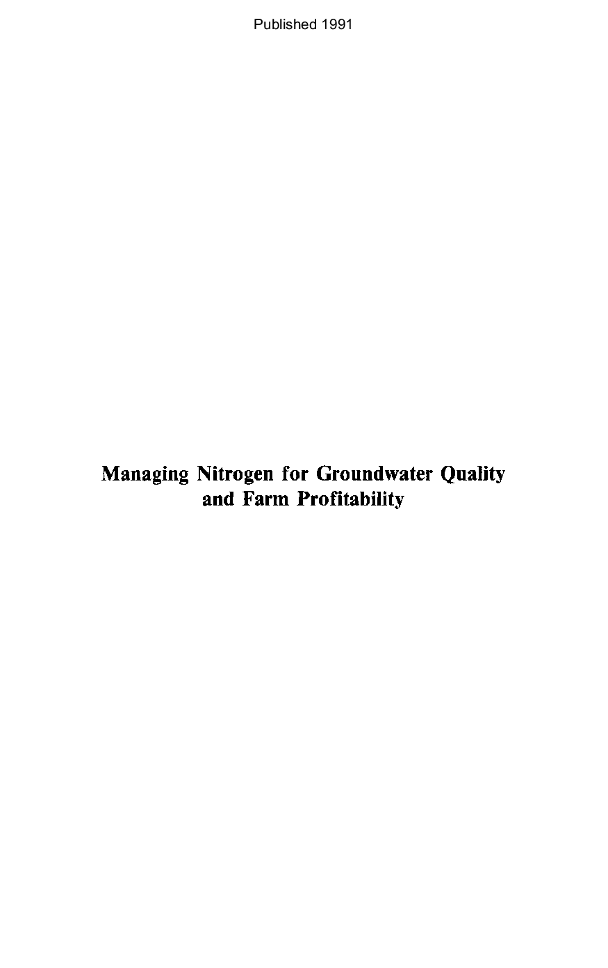 Managing nitrogen for groundwater quality and farm profitability