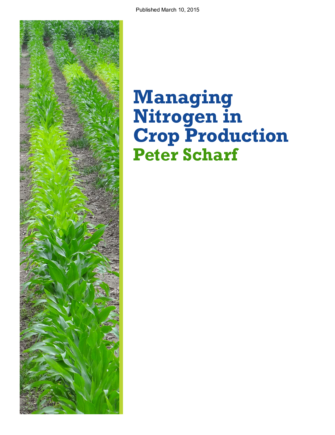 Managing nitrogen in crop production