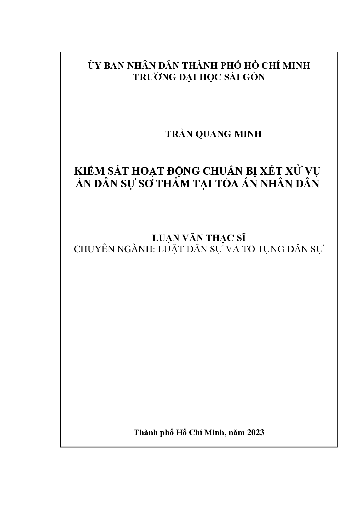 Kiểm sát hoạt động chuẩn bị xét xử vụ án dân sự sơ thẩm tại Tòa án nhân dân