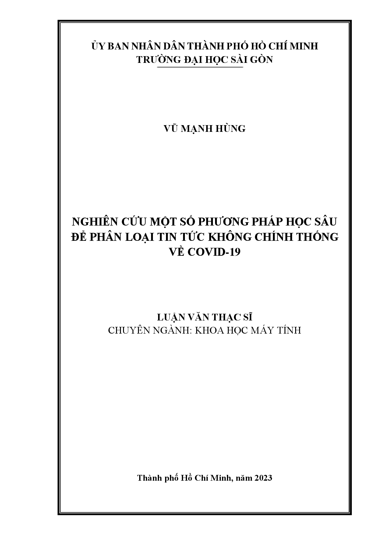 Nghiên cứu một số phương pháp học sâu để phân loại tin tức không chính thống về Covid 19