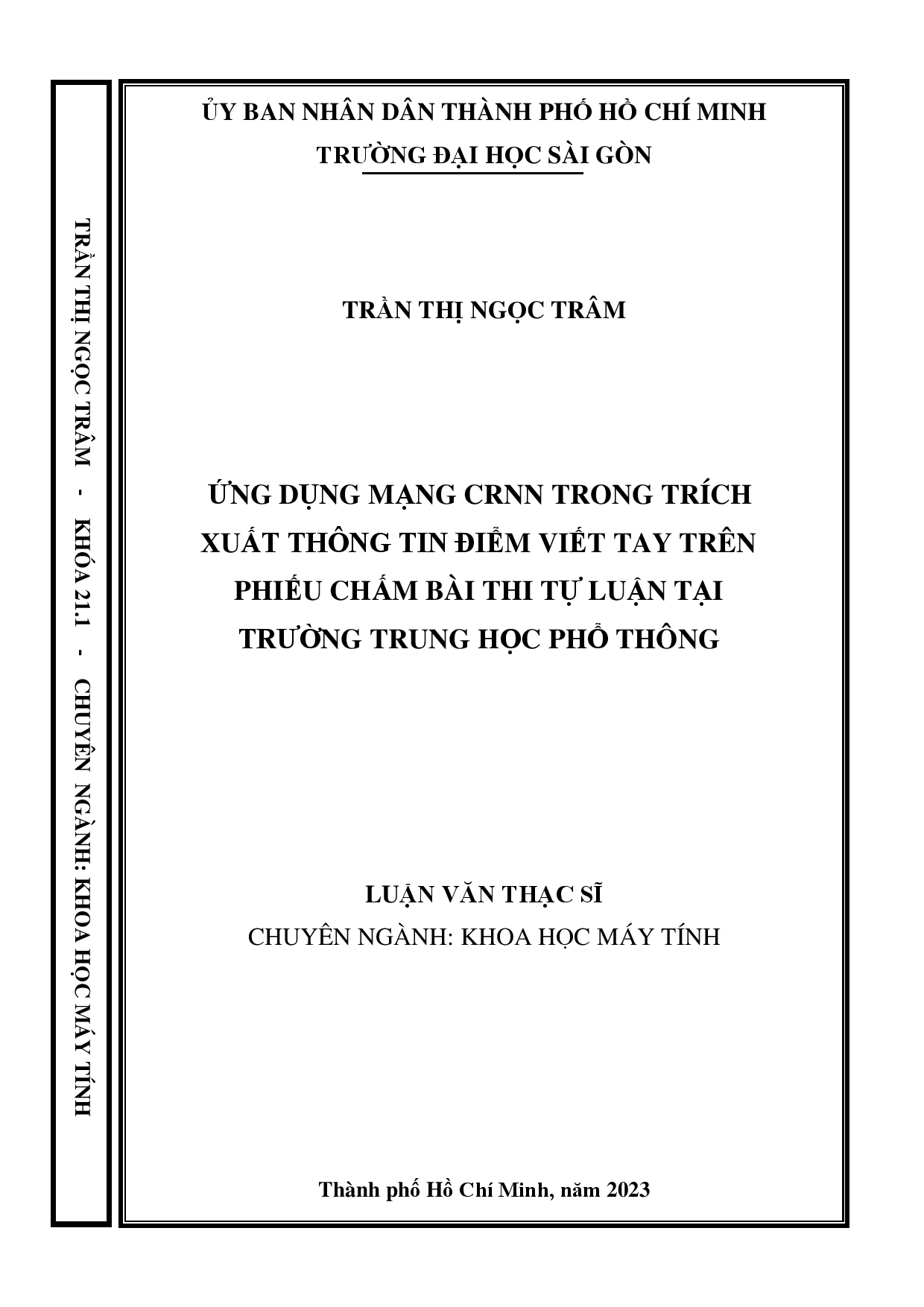 Ứng dụng mạng CRNN trong trích xuất thông tin điểm viết tay trên phiếu chấm bài thi tự luận tại trường trung học phổ thông