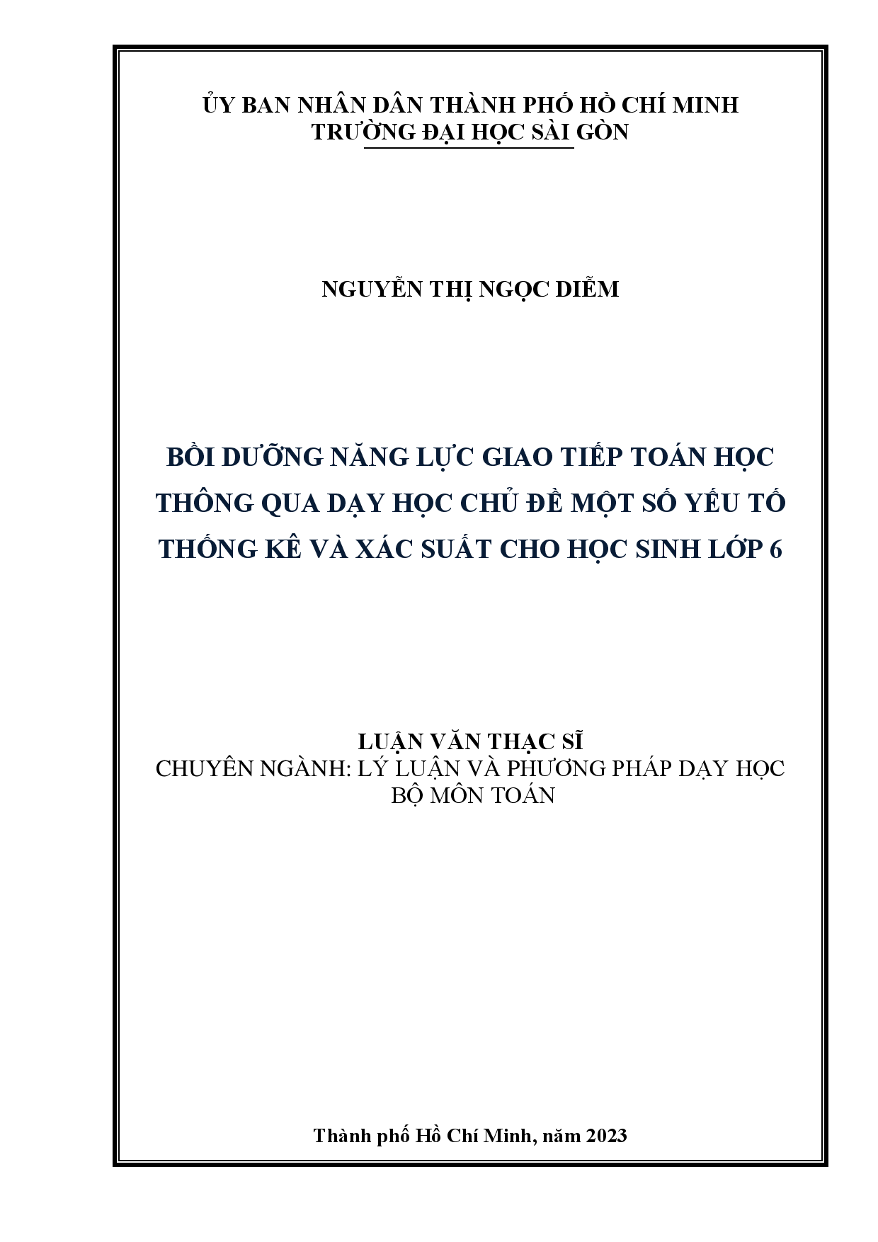 Bồi dưỡng năng lực giao tiếp toán học thông qua dạy học chủ đề một số yếu tố thống kê và xác suất cho học sinh lớp 6