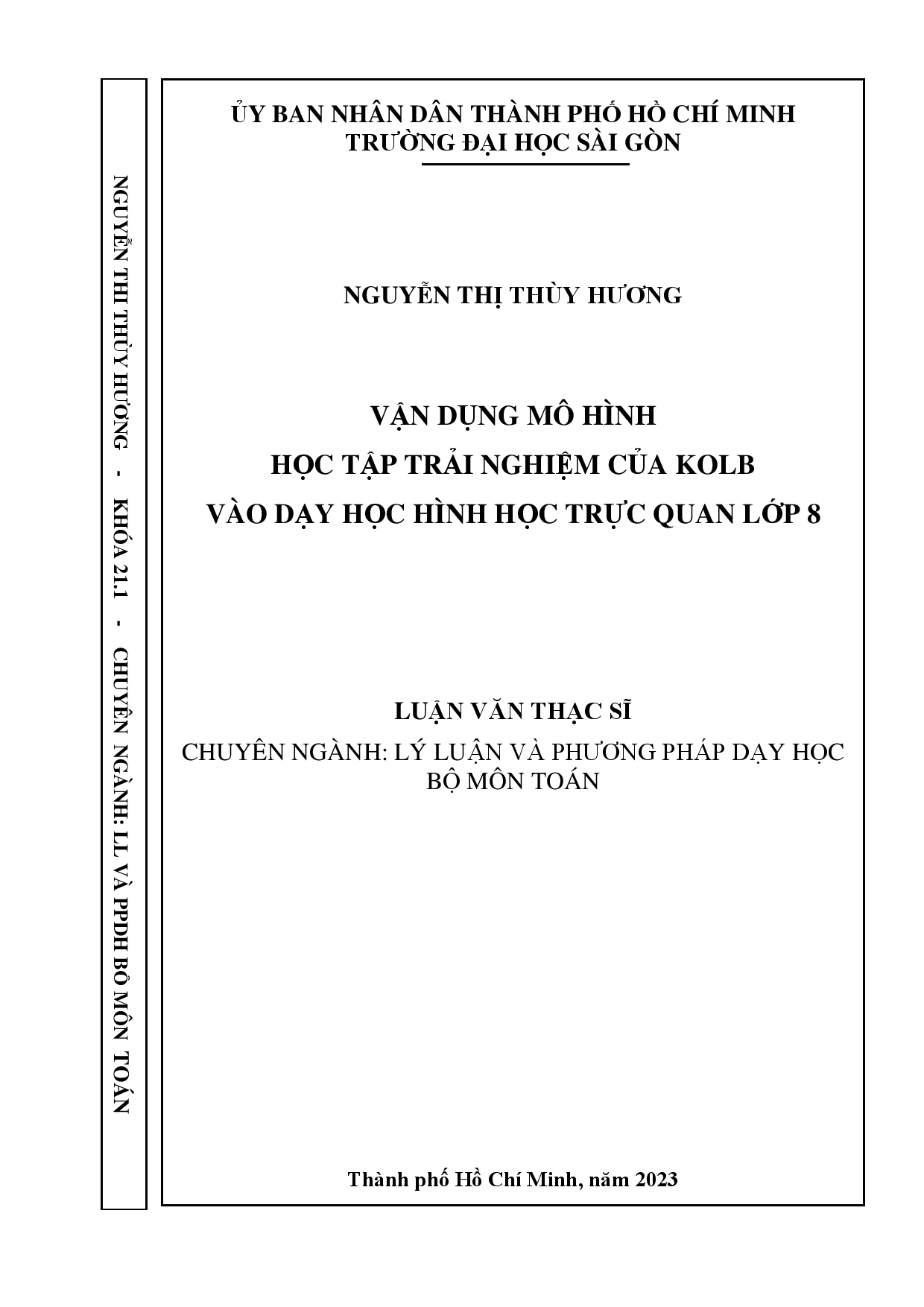 Vận dụng mô hình học tập trải nghiệm của Kolb vào dạy học hình học trực quan lớp 8