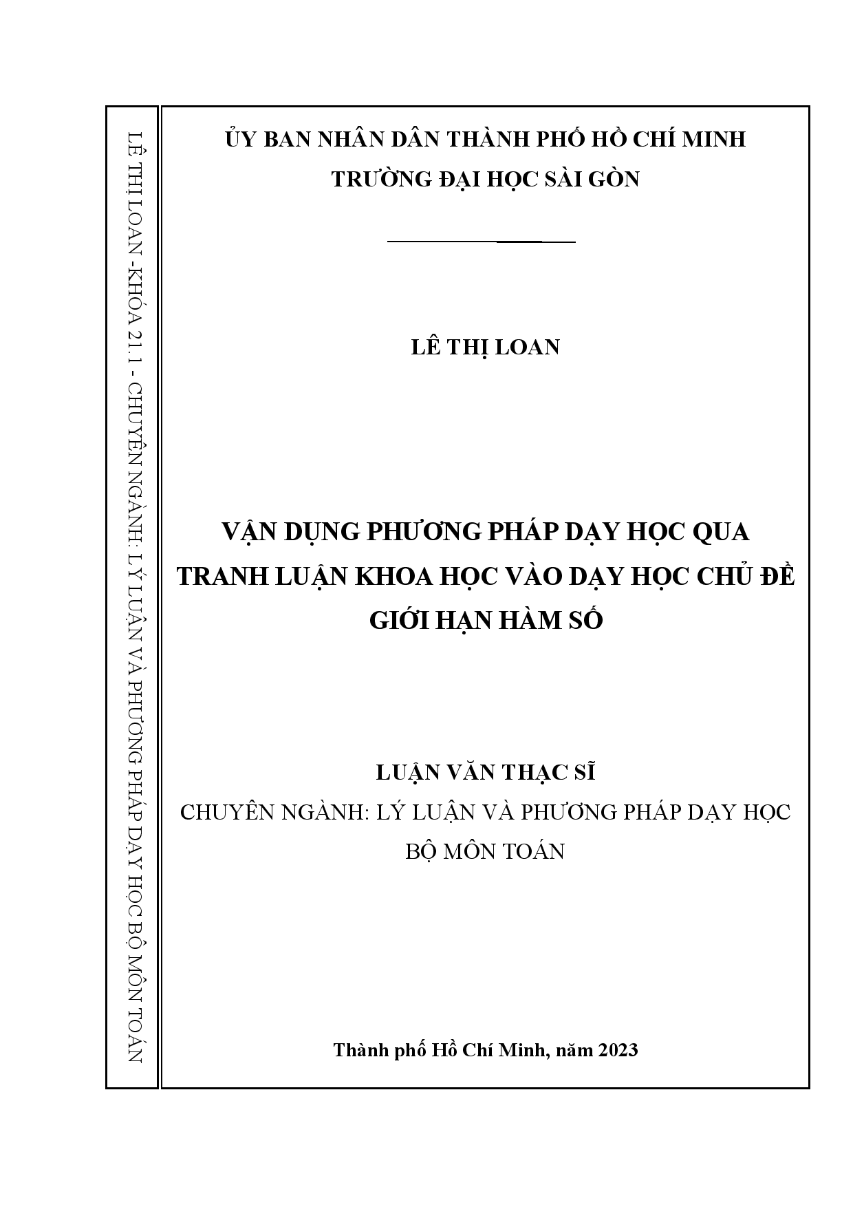 Vận dụng phương pháp dạy học qua tranh luận khoa học vào dạy học chủ đề giới hạn hàm số