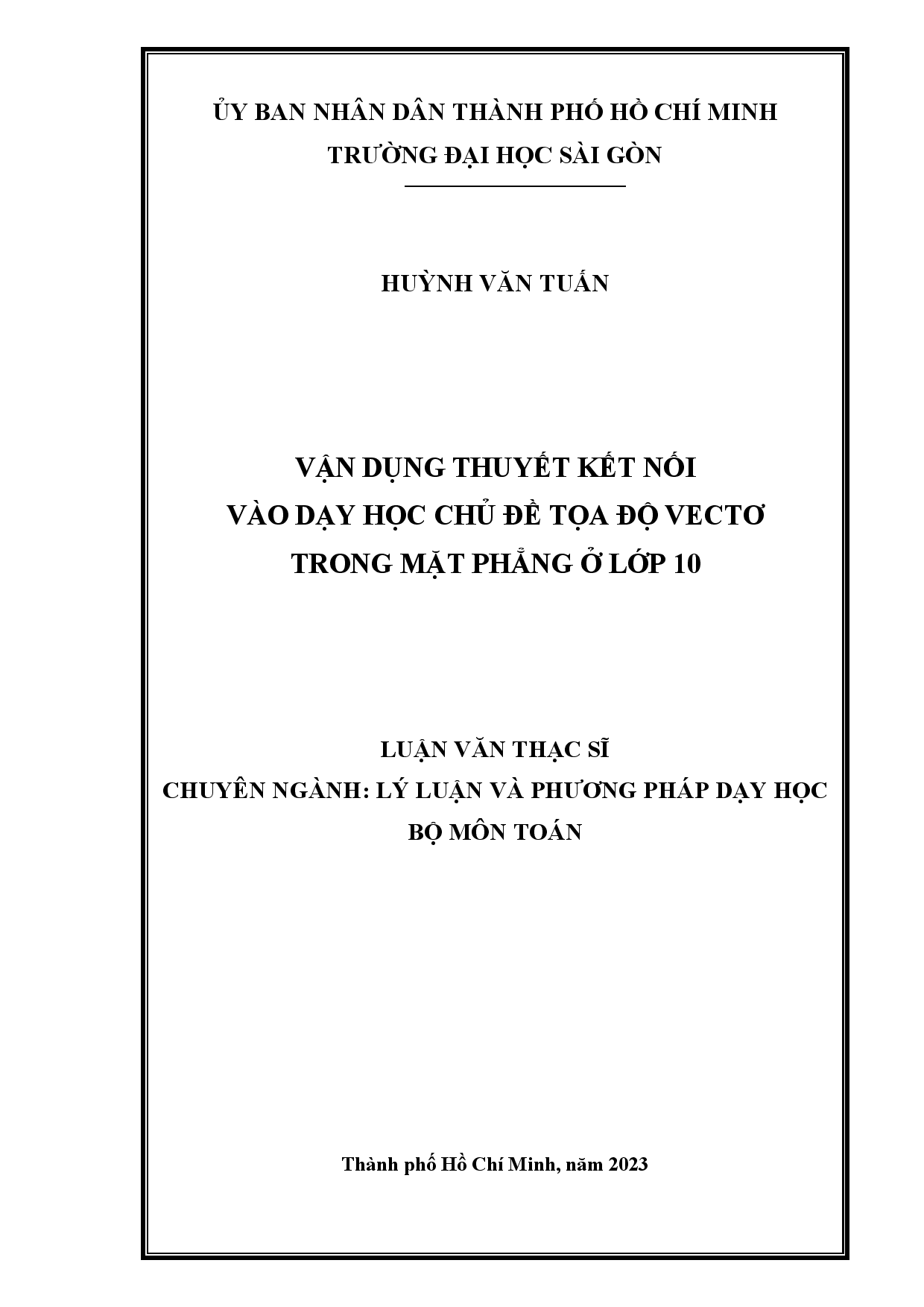 Vận dụng thuyết kết nối vào dạy học chủ đề tọa độ vectơ trong mặt phẳng ở lớp 10