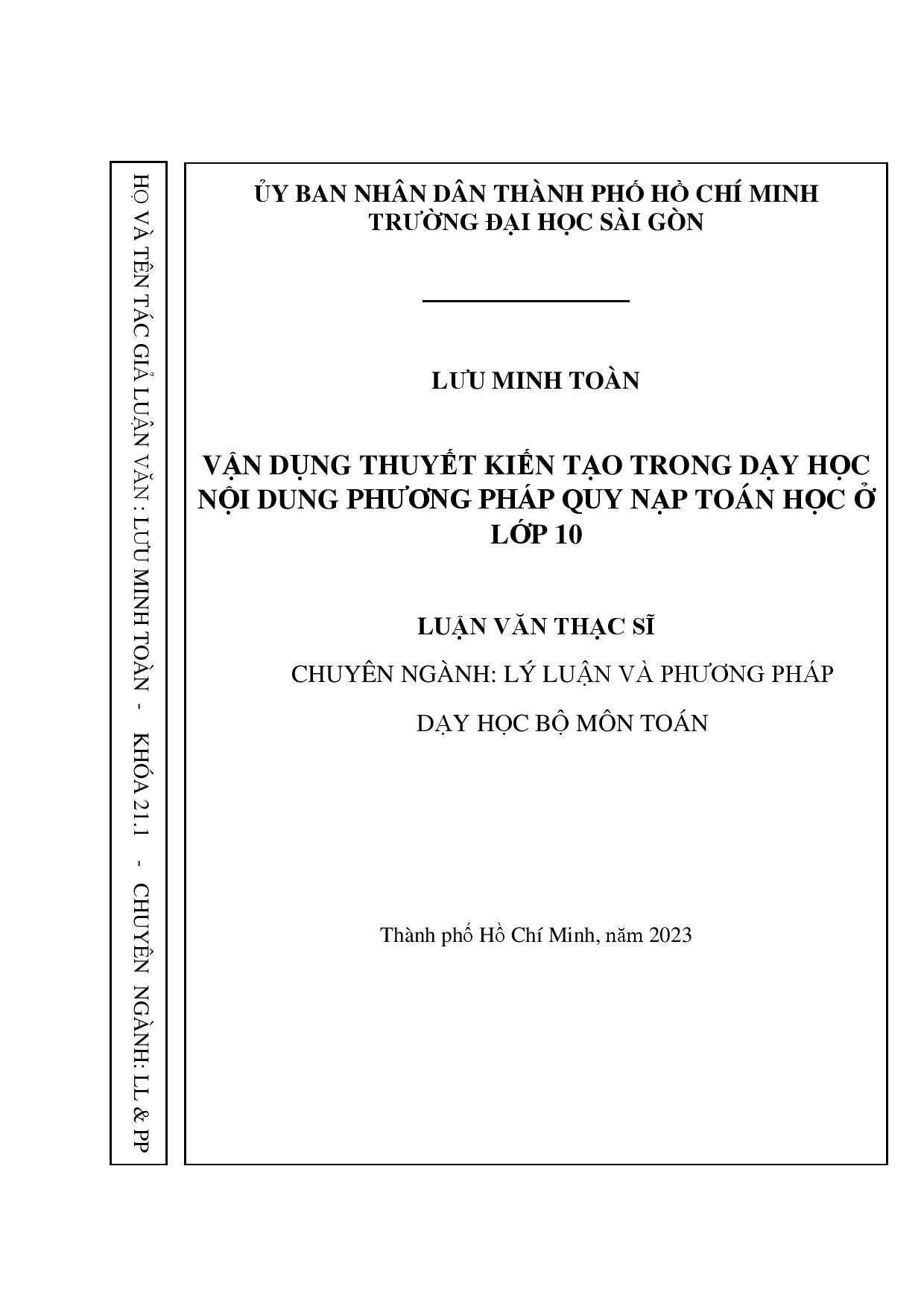 Vận dụng thuyết kiến tạo trong dạy học nội dung phương pháp quy nạp toán học ở lớp 10