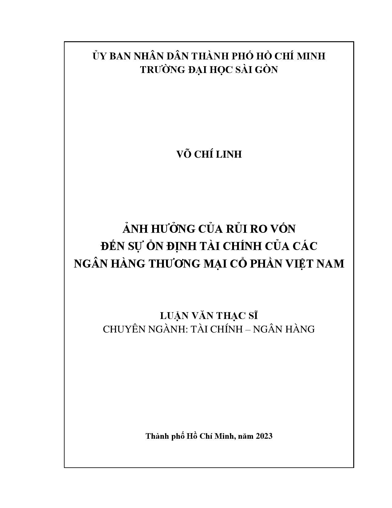 Ảnh hưởng của rủi ro vốn đến sự ổn định tài chính của các Ngân hàng Thương mại Cổ phần Việt Nam