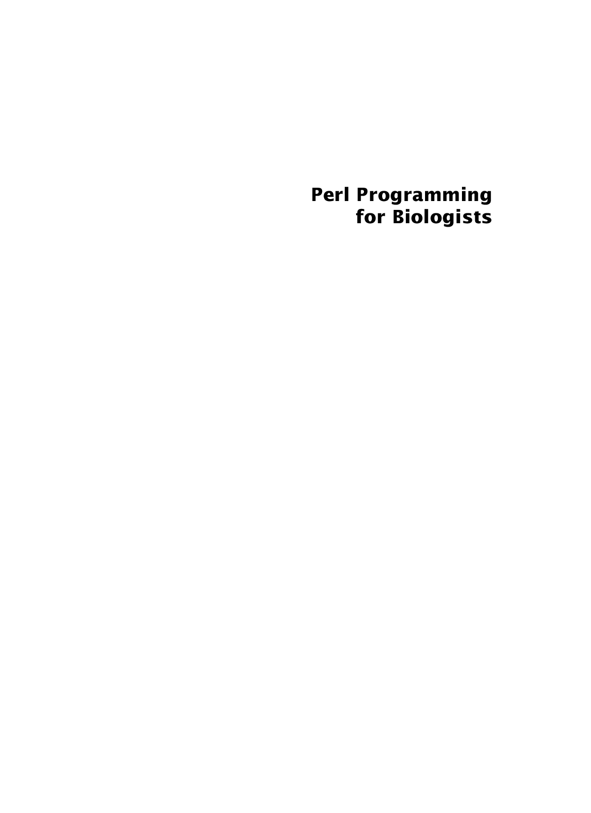 Perl programming for biologists