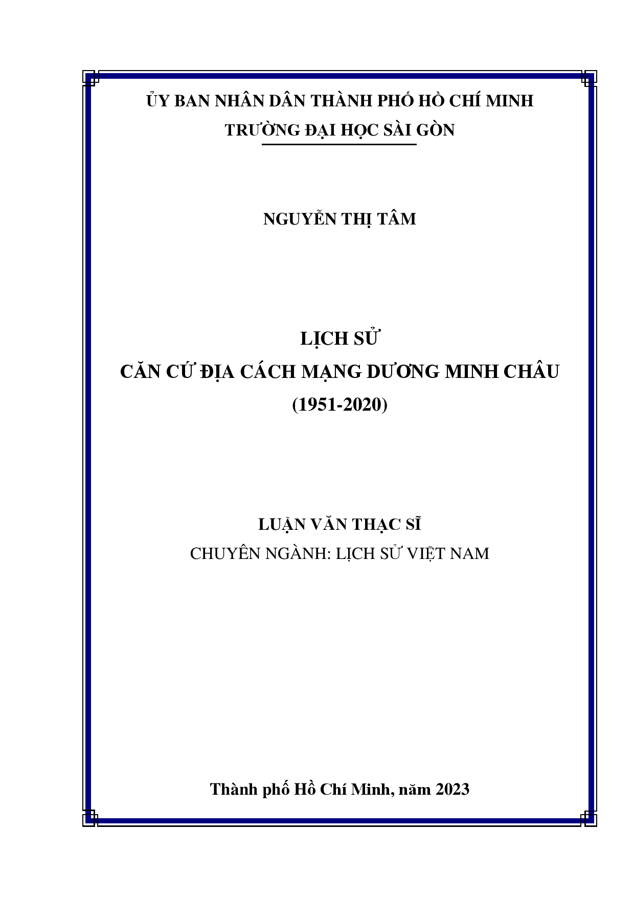 Lịch sử căn cứ địa cách mạng Dương Minh Châu (1951-2020)