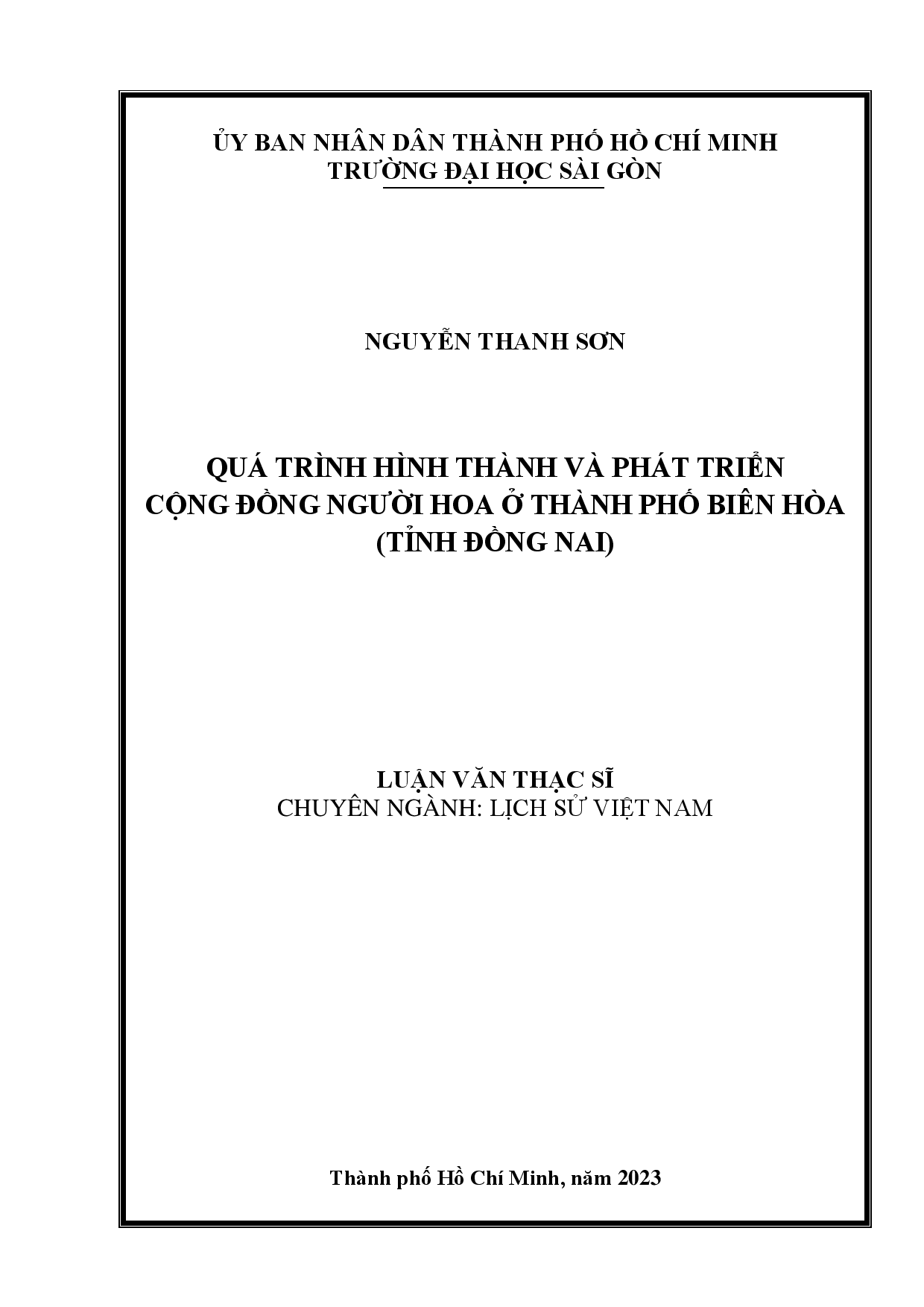 Quá trình hình thành và phát triển cộng đồng người Hoa ở thành phố Biên Hòa (tỉnh Đồng Nai)