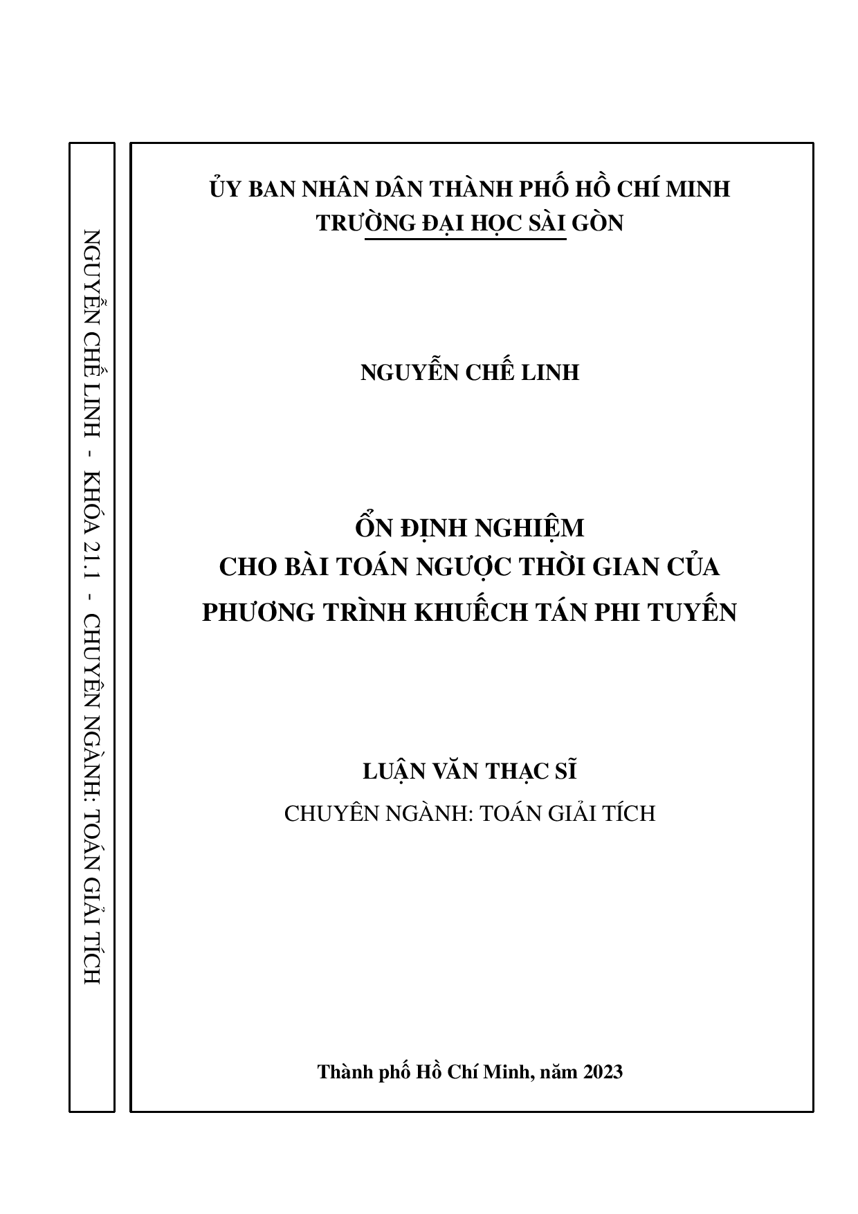 Ổn định nghiệm cho bài toán ngược thời gian của phương trình khuếch tán phi tuyến