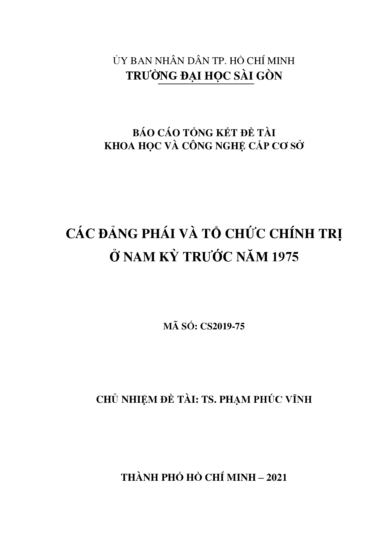 Các Đảng phái và tổ chức chính trị ở Nam Kỳ trước năm 1975