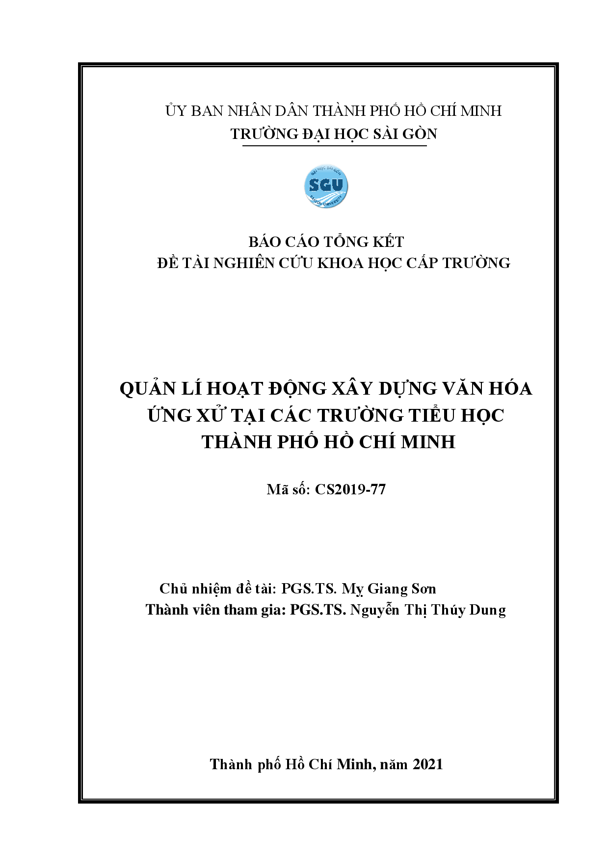 Quản lí hoạt động xây dựng văn hóa ứng xử tại các trường tiểu học Thành phố Hồ Chí Minh