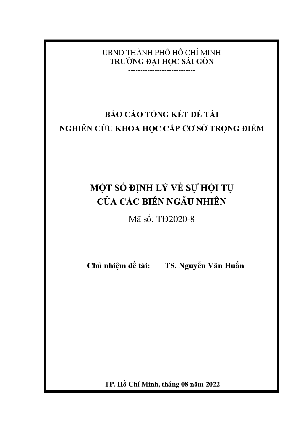 Một số định lý về sự hội tụ của các biến ngẫu nhiên