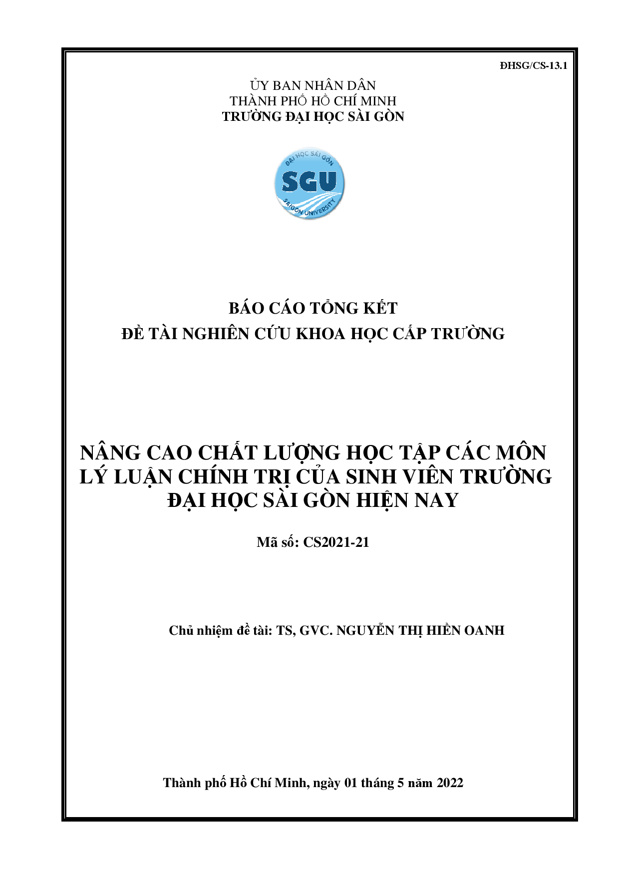 Nâng cao chất lượng học tập các môn lý luận chính trị của sinh viên Trường Đại học Sài Gòn hiện nay