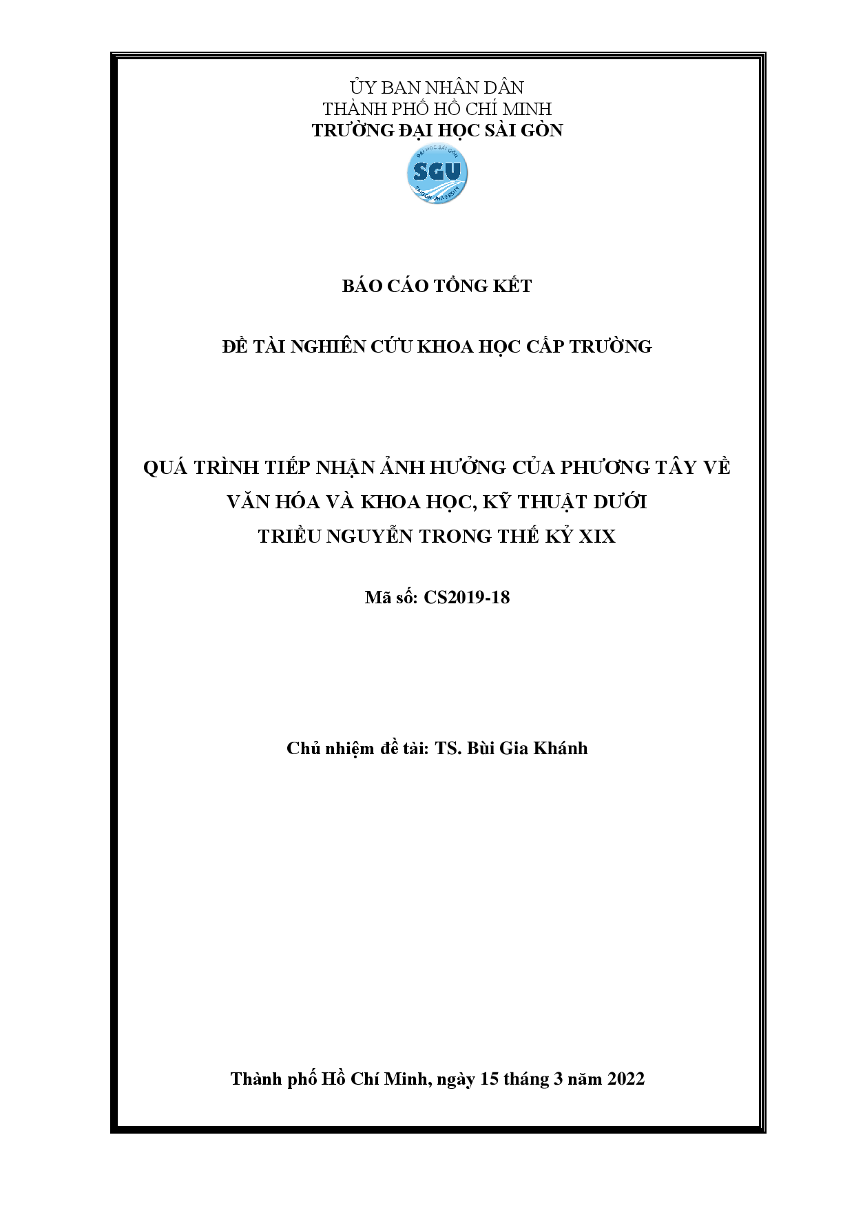 Quá trình tiếp nhận ảnh hưởng của phương Tây về văn hóa và khoa học, kĩ thuật dưới triều Nguyễn trong thế kỉ XIX