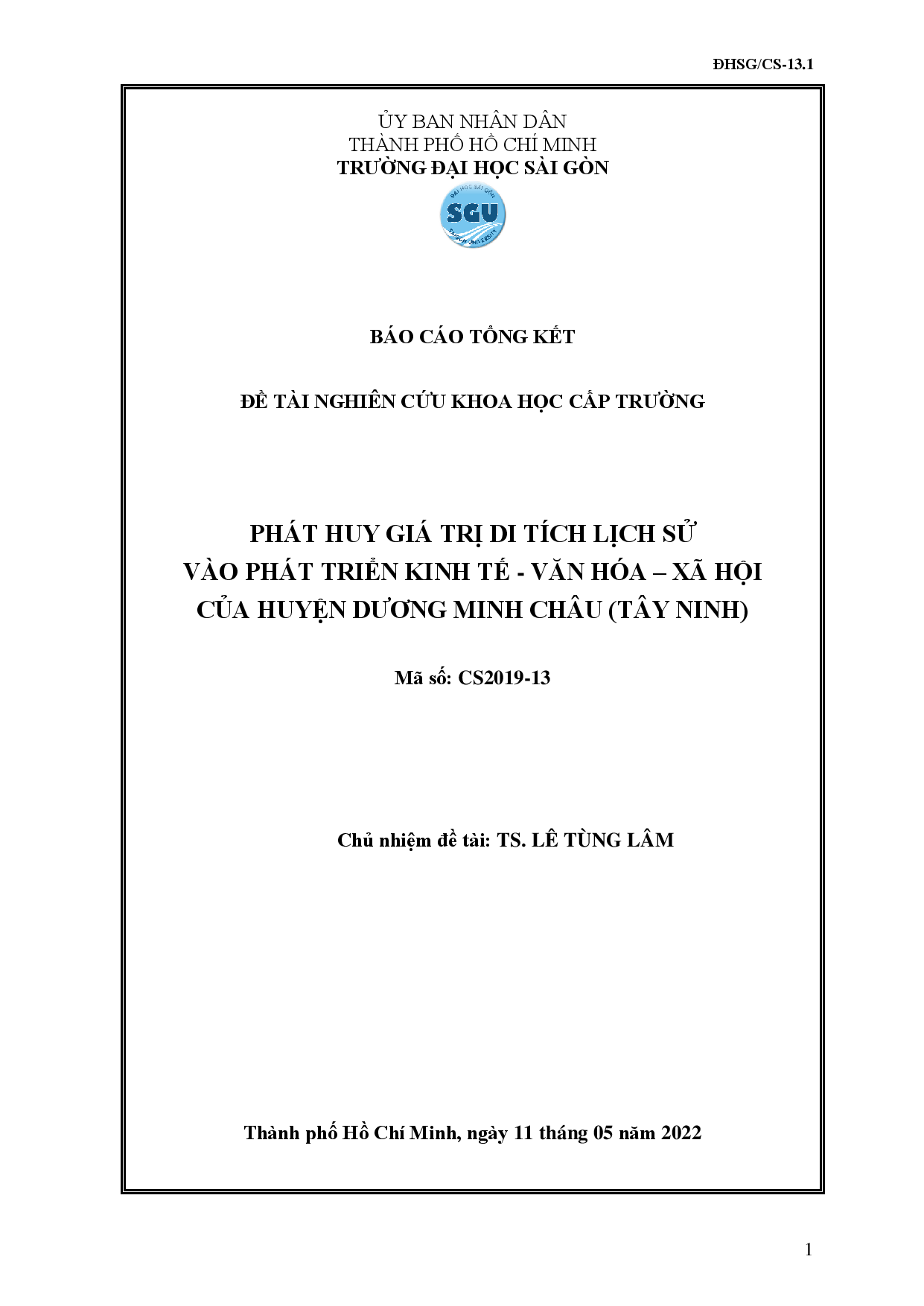 Phát huy giá trị di tích lịch sử vào phát triển kinh tế - văn hóa - xã hội của huyện Dương Minh Châu (Tây Ninh)