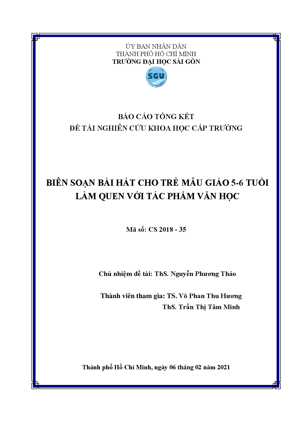 Biên soạn bài hát cho trẻ mẫu giáo 5-6 tuổi làm quen với tác phẩm văn học