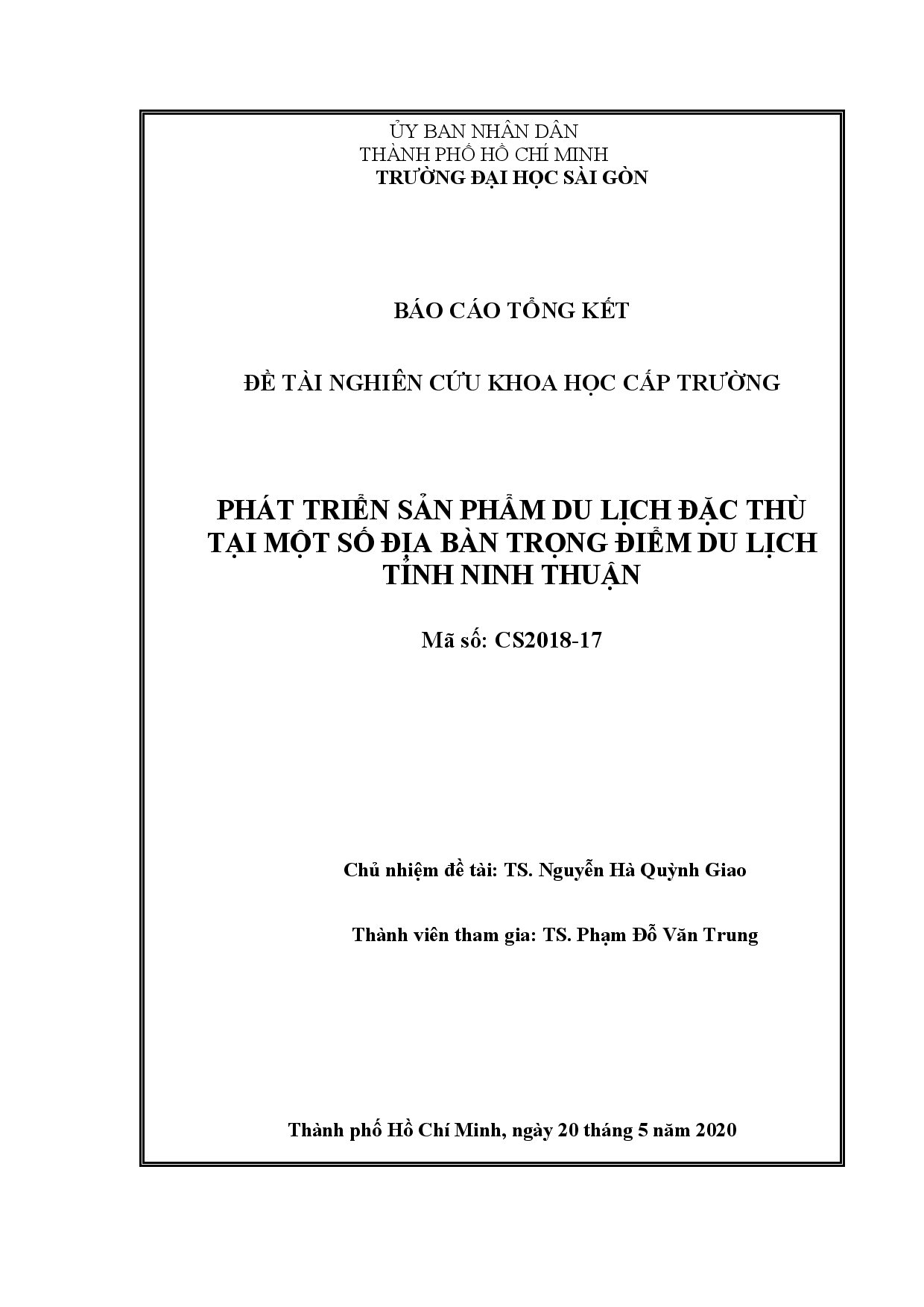 Phát triển sản phẩm du lịch đặc thù tại một số địa bàn trọng điểm du lịch tỉnh Ninh Thuận