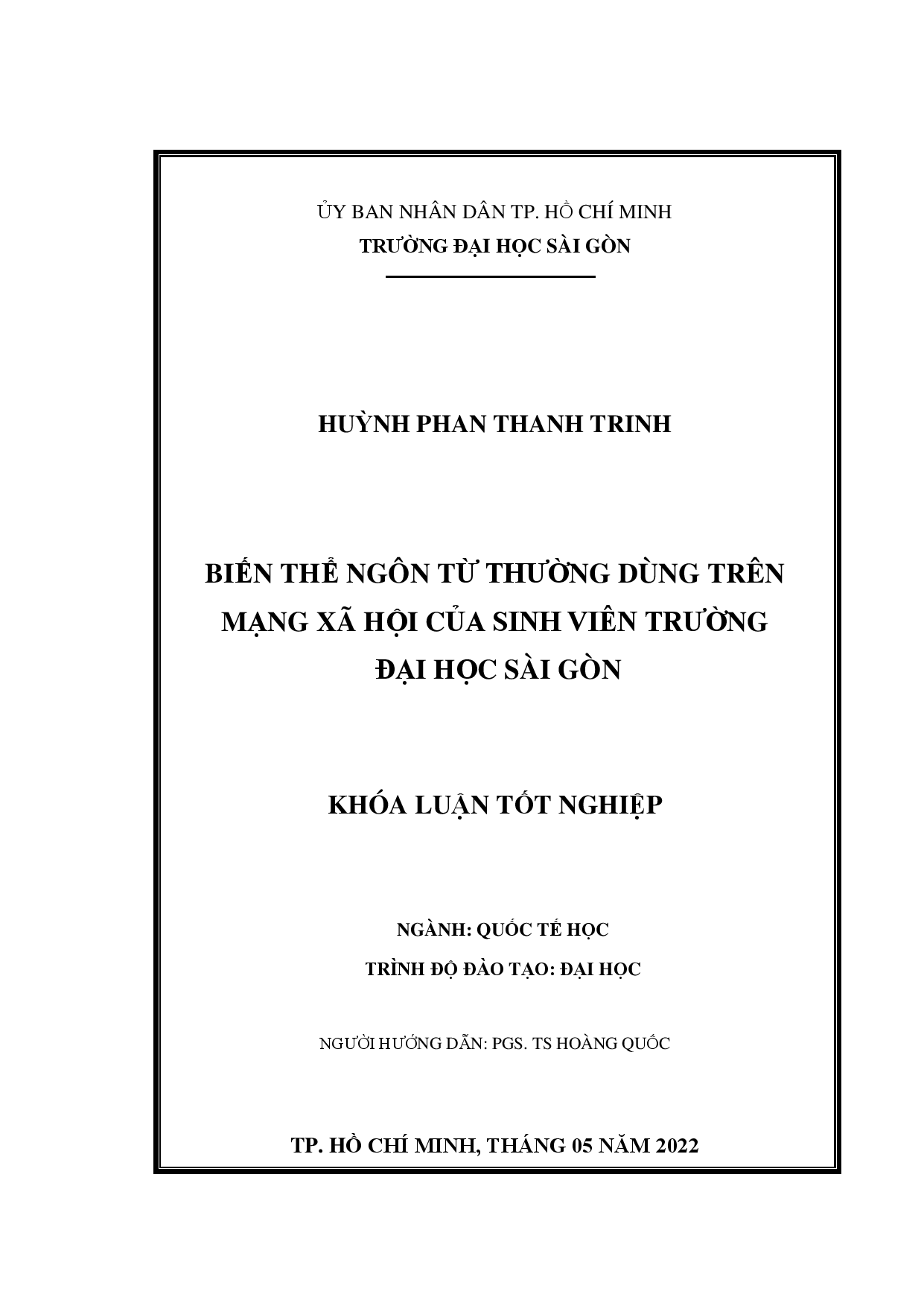 Biến thể ngôn từ thường dùng trên mạng xã hội của sinh viên Trường Đại học Sài Gòn