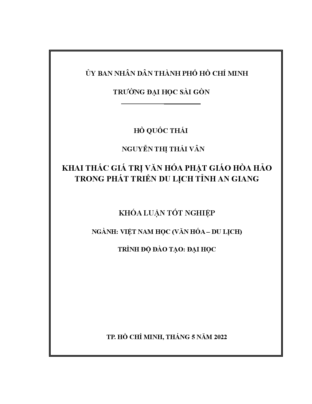 Khai thác giá trị văn hóa phật giáo Hòa Hảo trong phát triển du lịch tỉnh An Giang