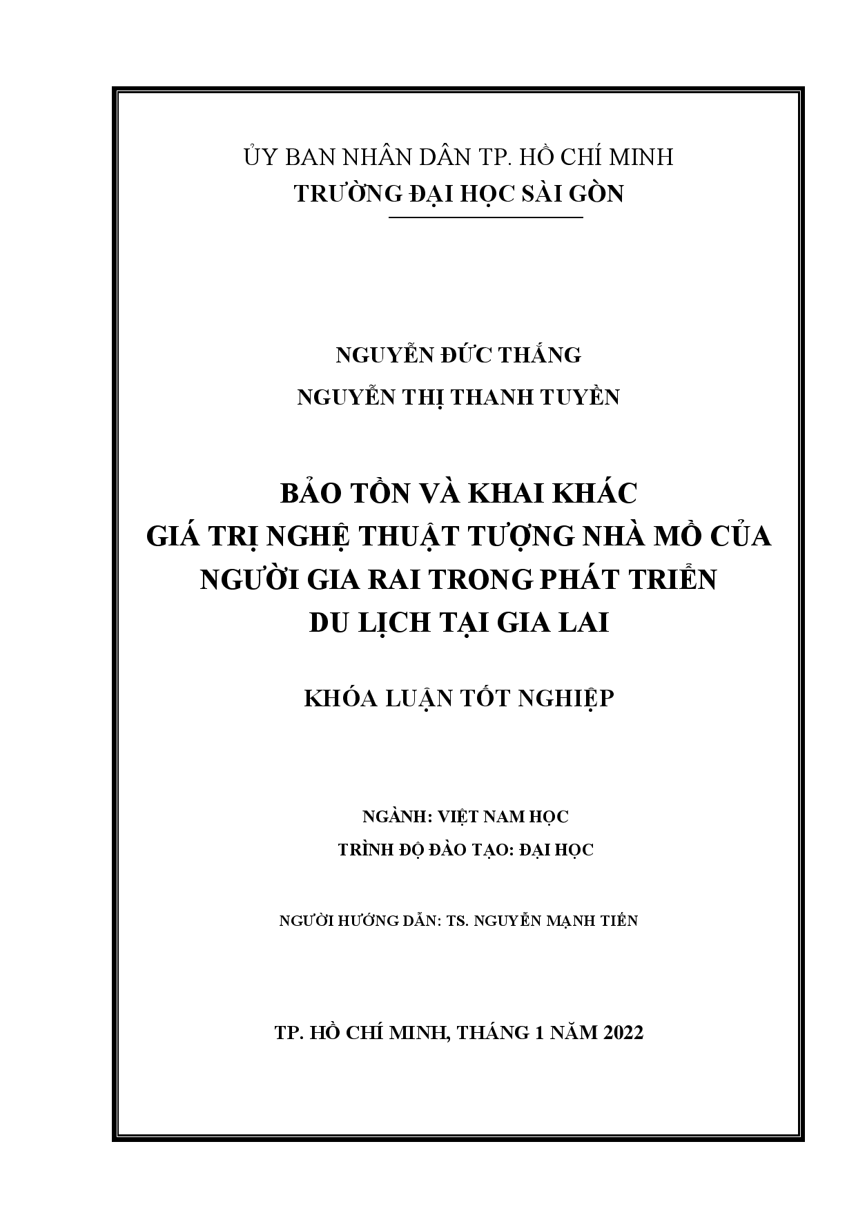 Bảo tồn và khai thác giá trị nghệ thuật tượng nhà mồ của Người Gia Rai trong phát triển du lịch tại Gia Lai