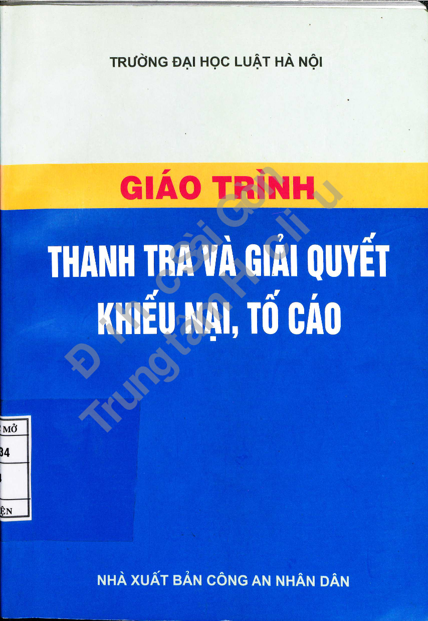 Giáo trình thanh tra và giải quyết khiếu nại, tố cáo