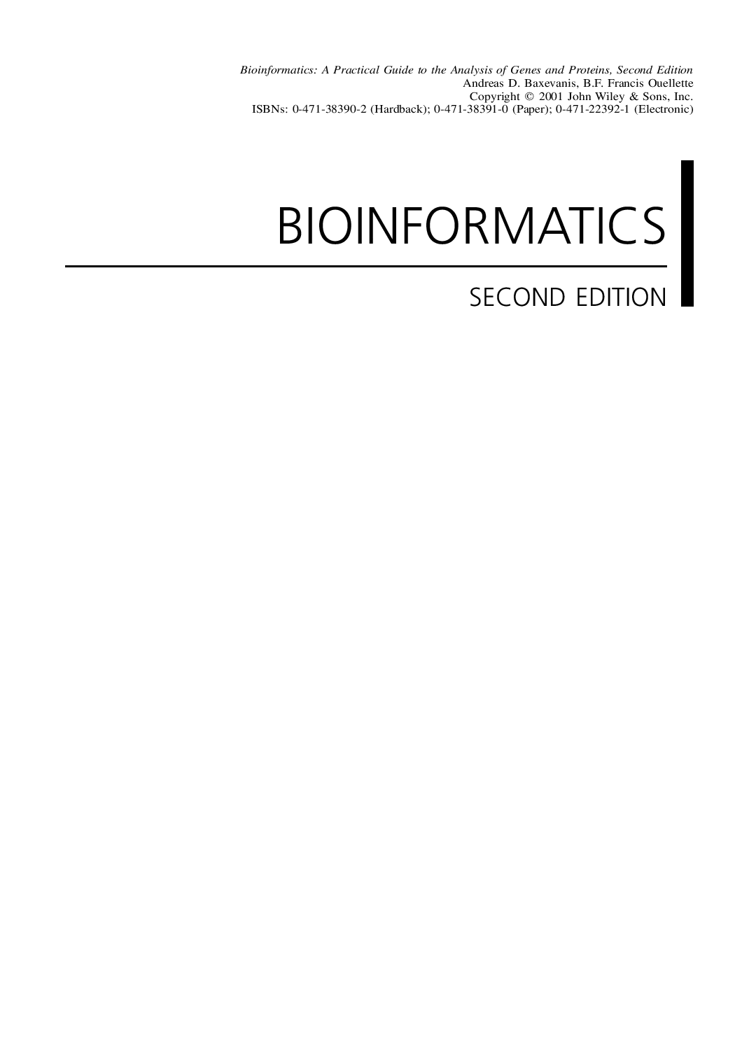 Bioinformatics: a practical guide to the analysis of genes and proteins