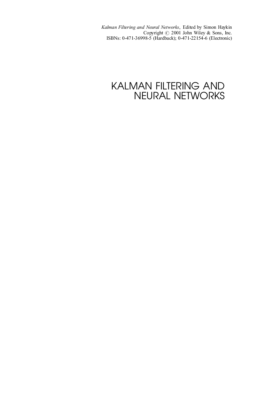 Kalman filtering and neural networks