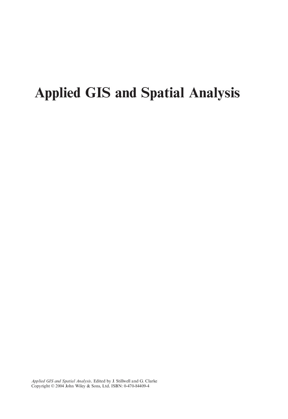 Applied GIS and spatial analysis