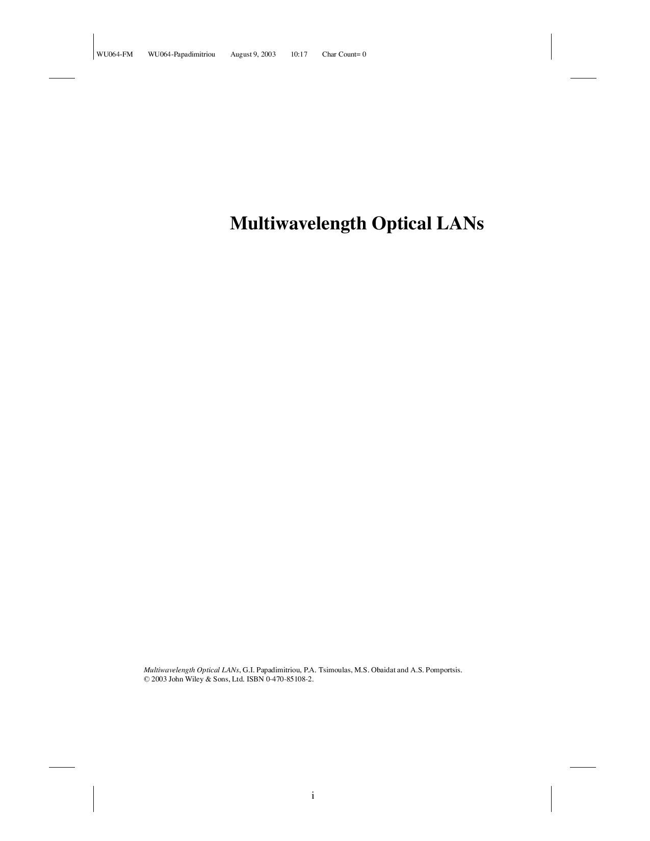 Multiwavelength optical LANs