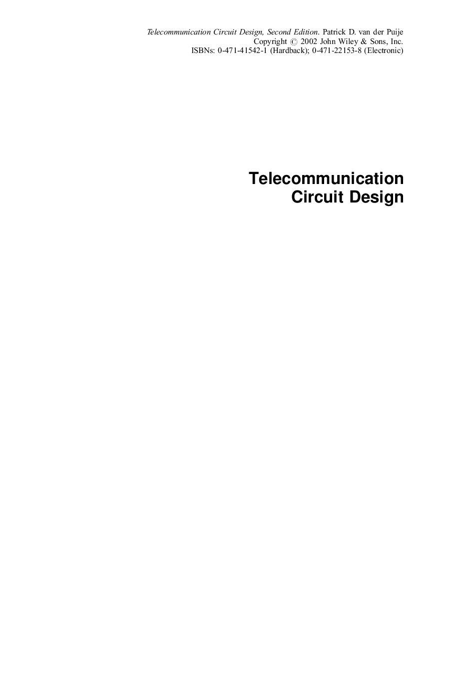 Telecommunication circuit design