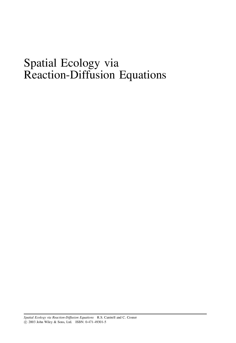 Spatial ecology via reaction-diffusion equations